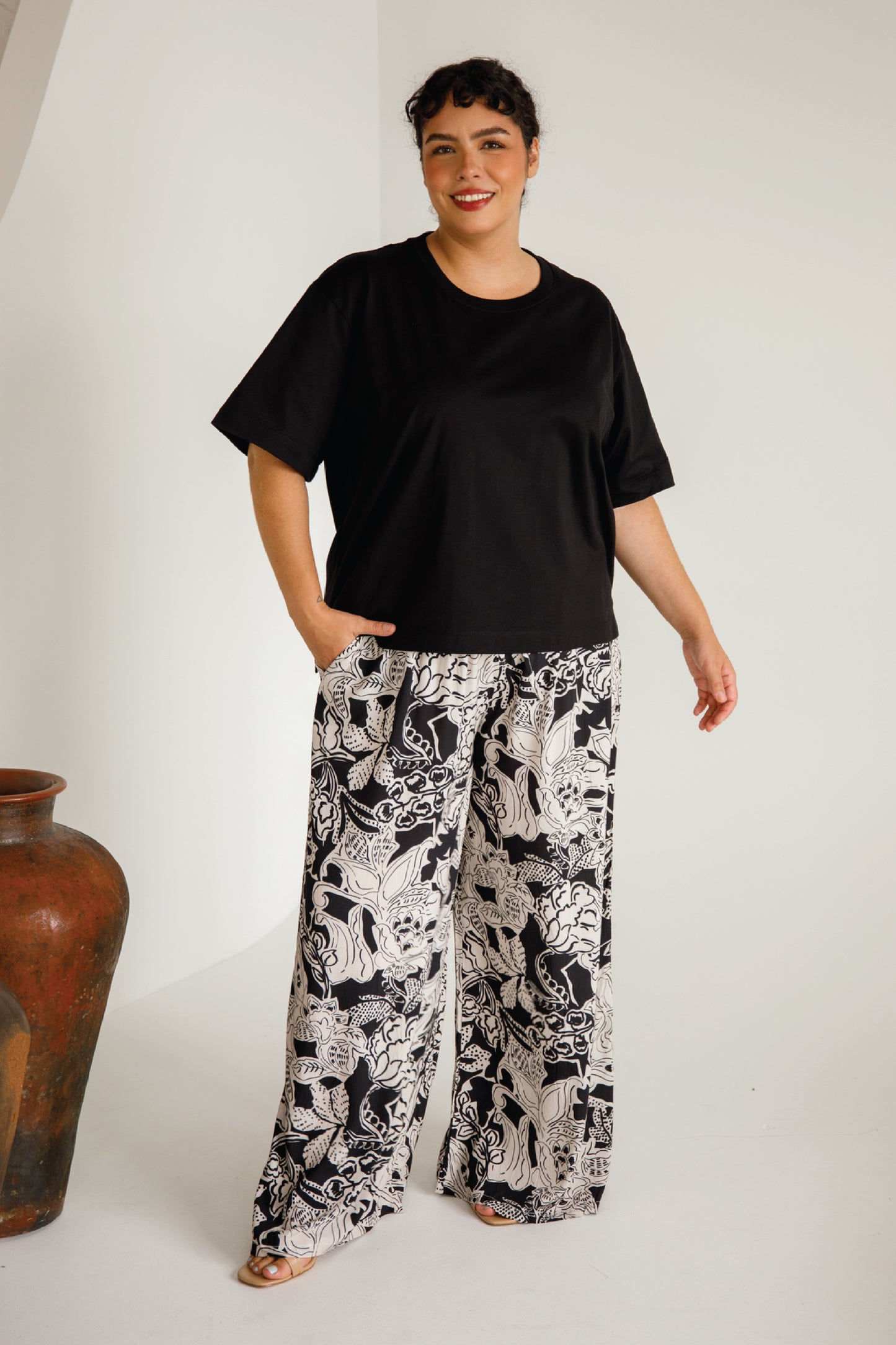 Rhi Wide Leg Pant | Flora Noir | FINAL SALE