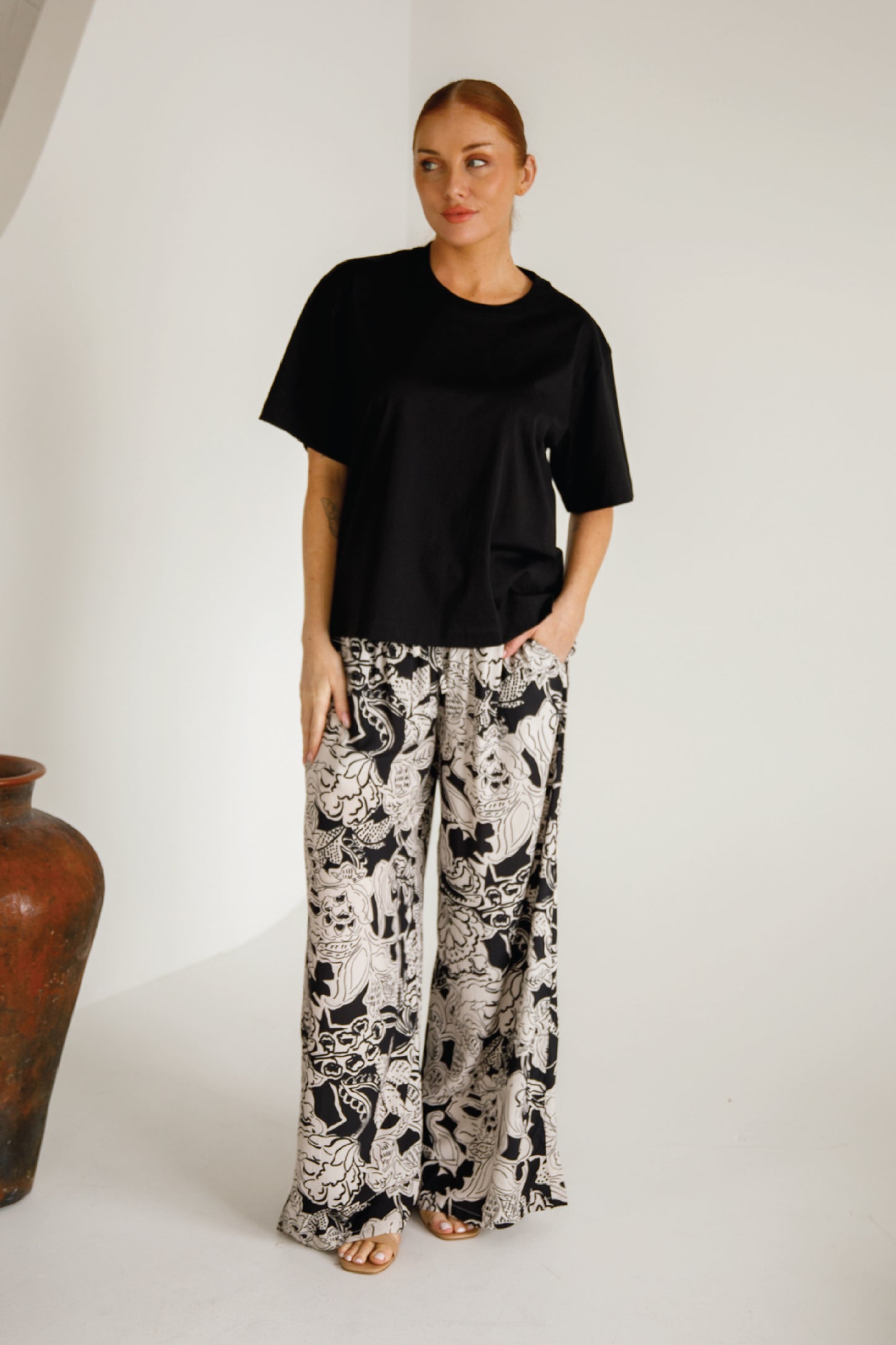 Rhi Wide Leg Pant | Flora Noir | FINAL SALE
