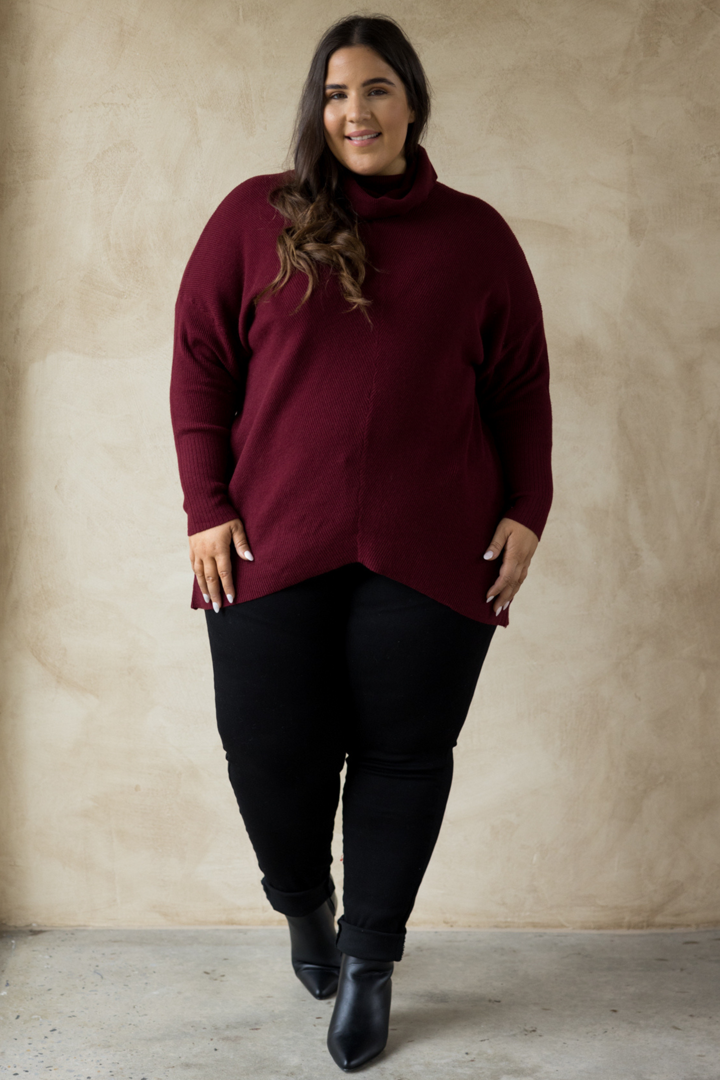 Knitted Turtleneck in Burgundy