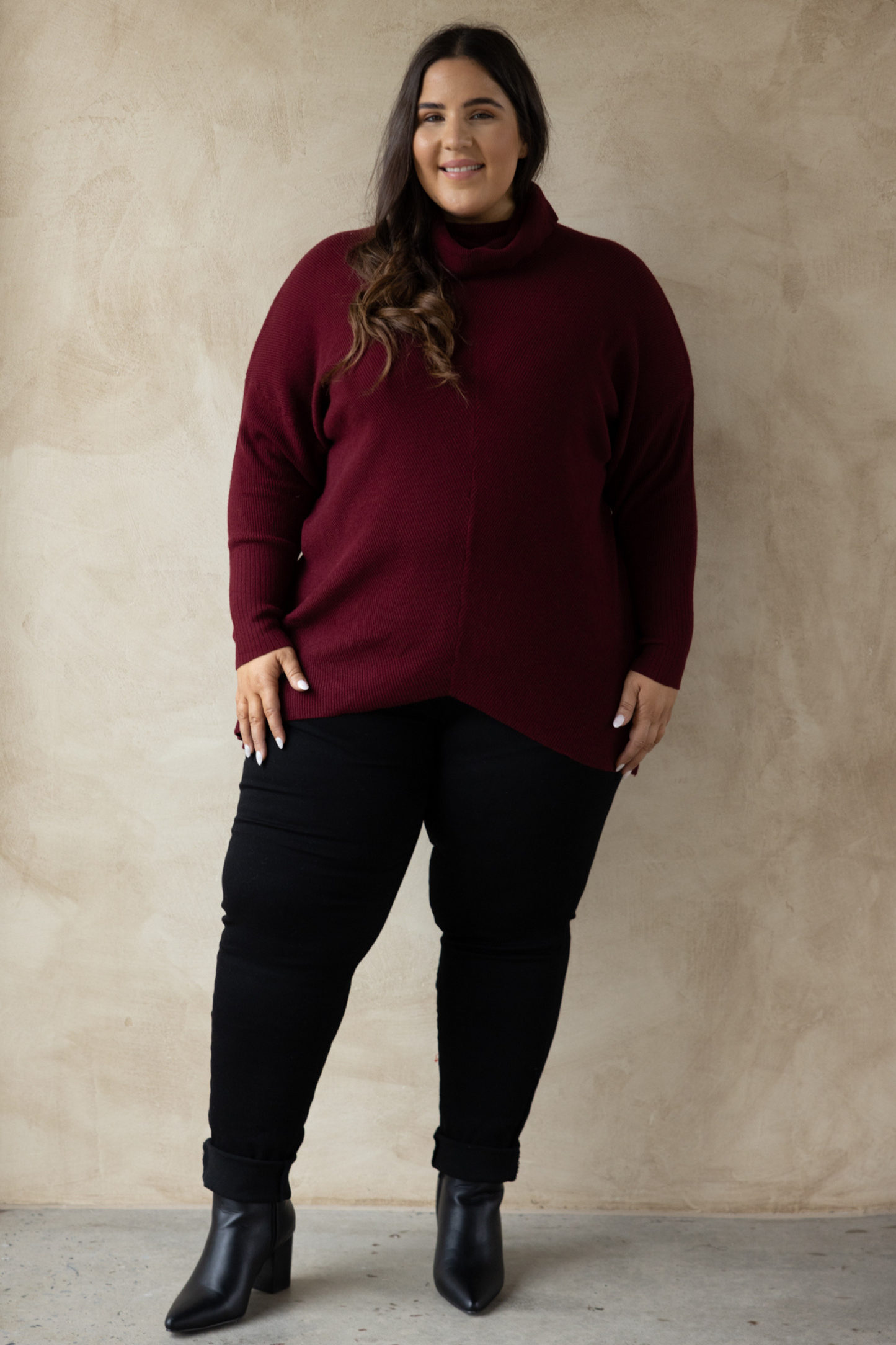 Knitted Turtleneck in Burgundy