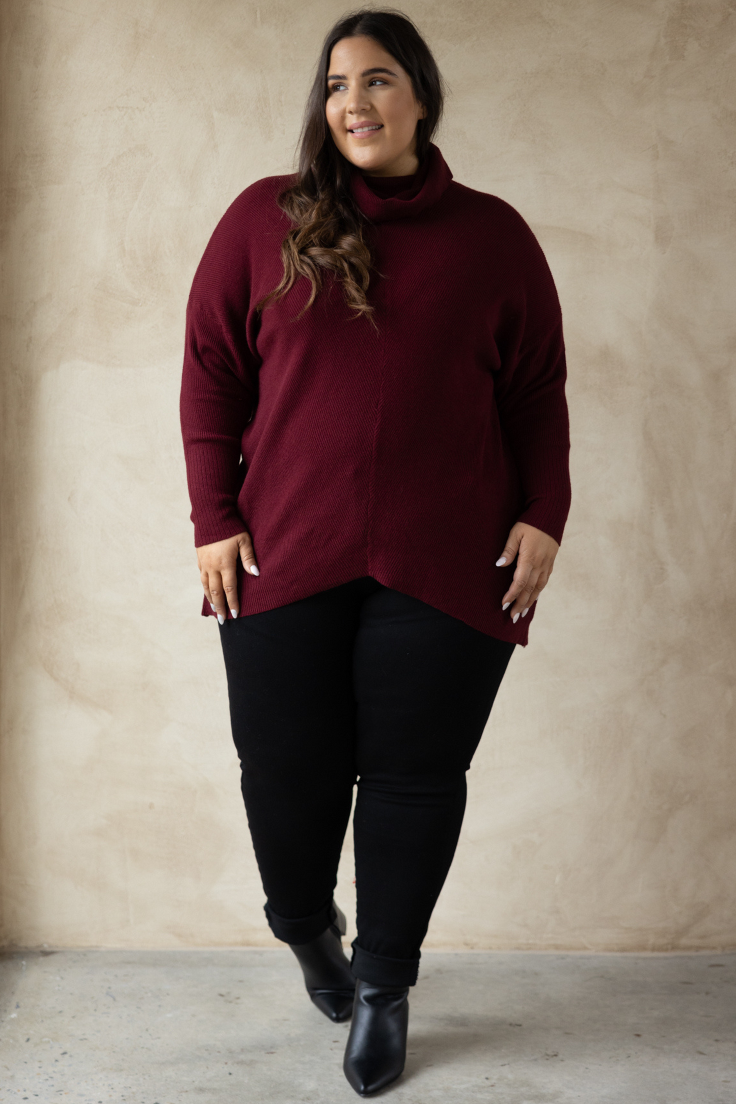 Knitted Turtleneck in Burgundy