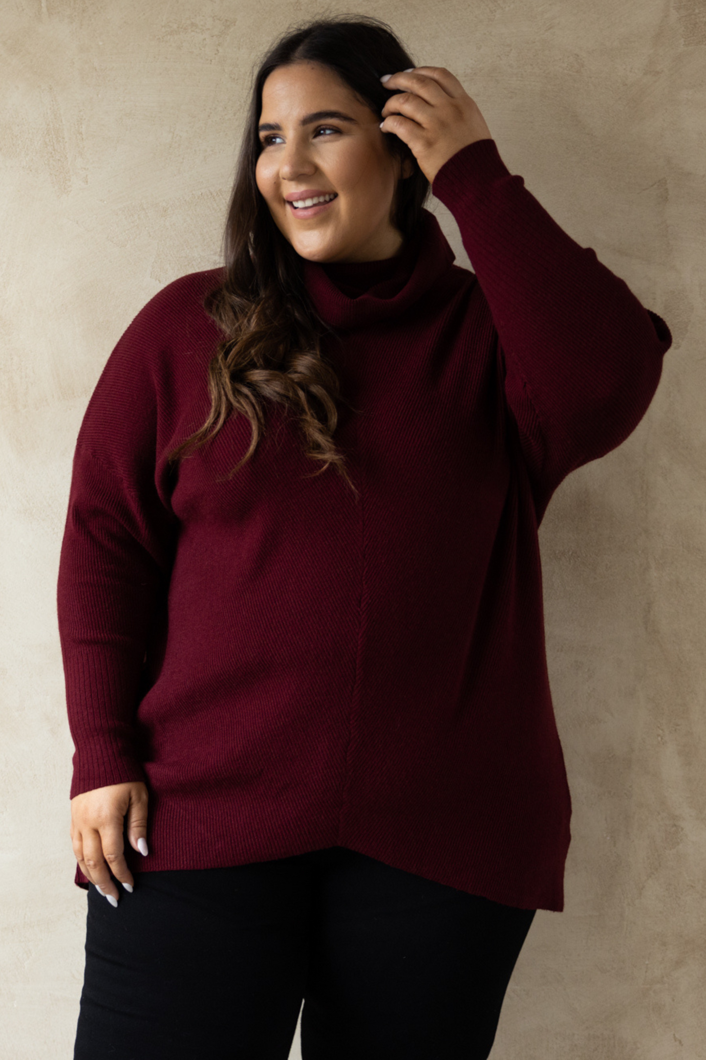 Knitted Turtleneck in Burgundy