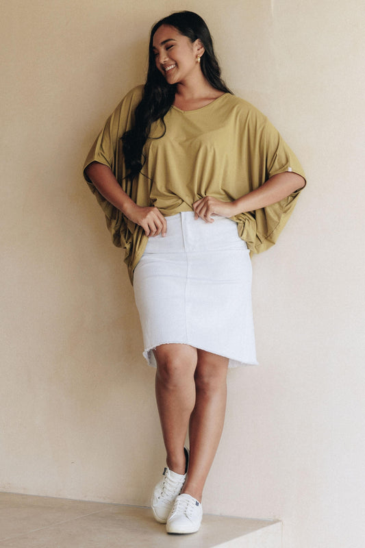 Frayed Denim Skirt | White Denim