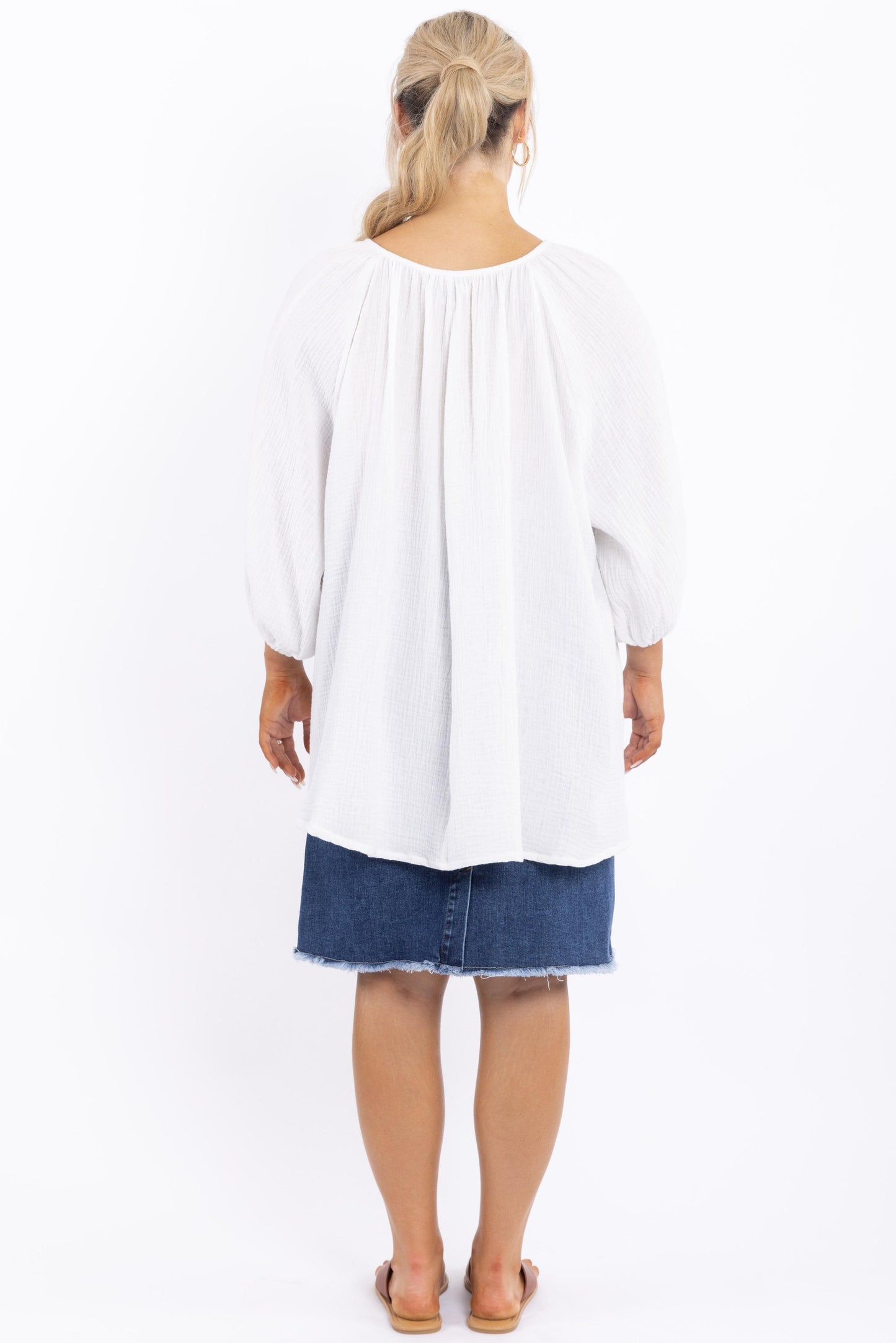 Frayed Denim Skirt in Dark Blue 3