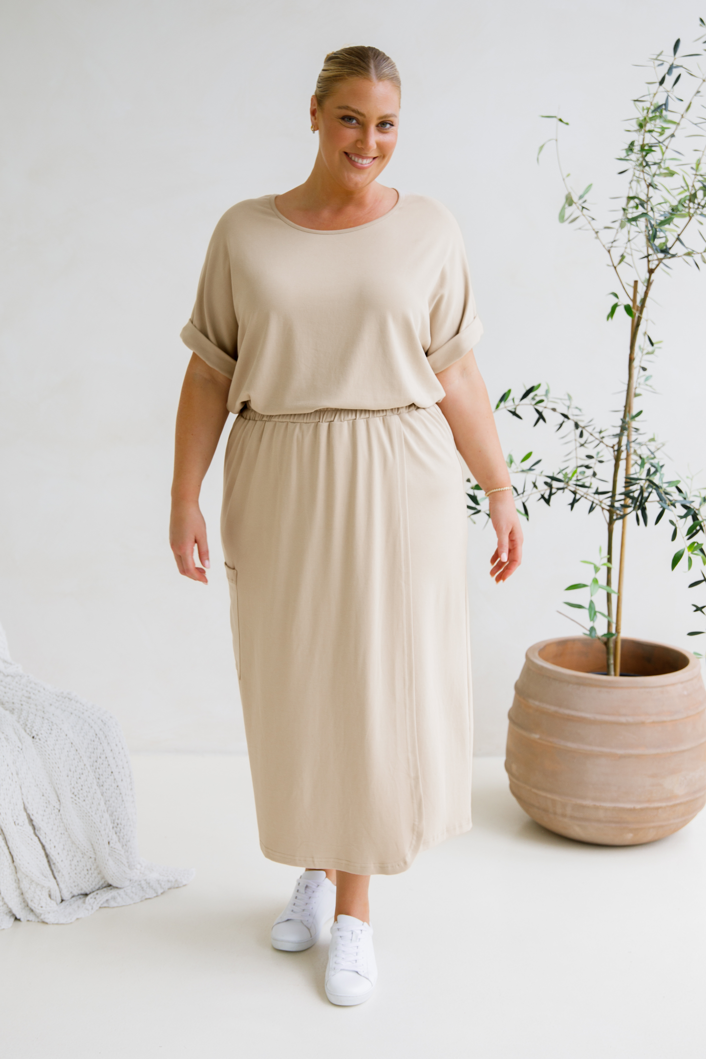 Gigi Lounge Wrap Skirt | Portobello Beige