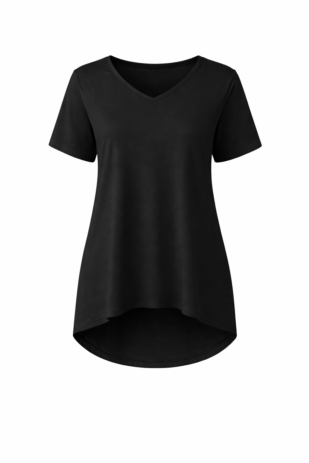 T-SHIRT Bamboo Short Sleeve Hi Lo Classic Length Top | Black