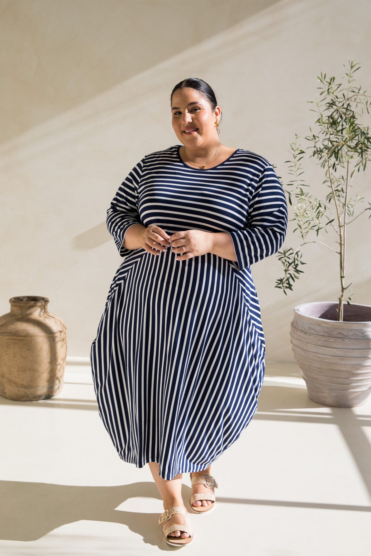 Alviva Dress | Navy/White Stripe