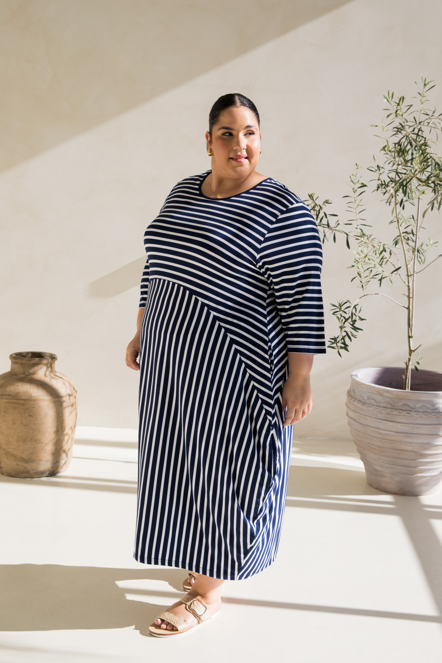 Alviva Dress | Navy/White Stripe