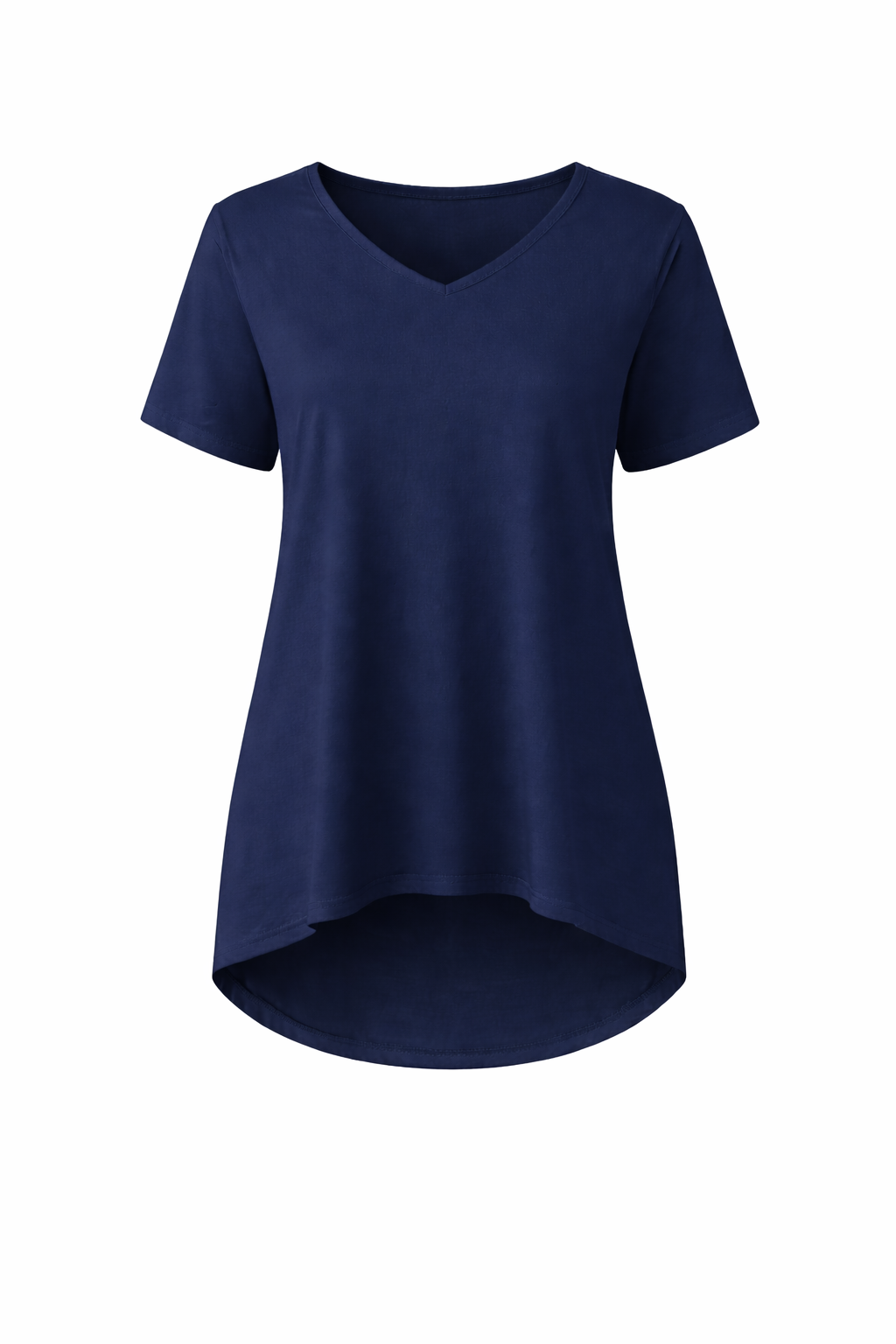 T-SHIRT Bamboo Short Sleeve Hi Lo Classic Length Top | Navy