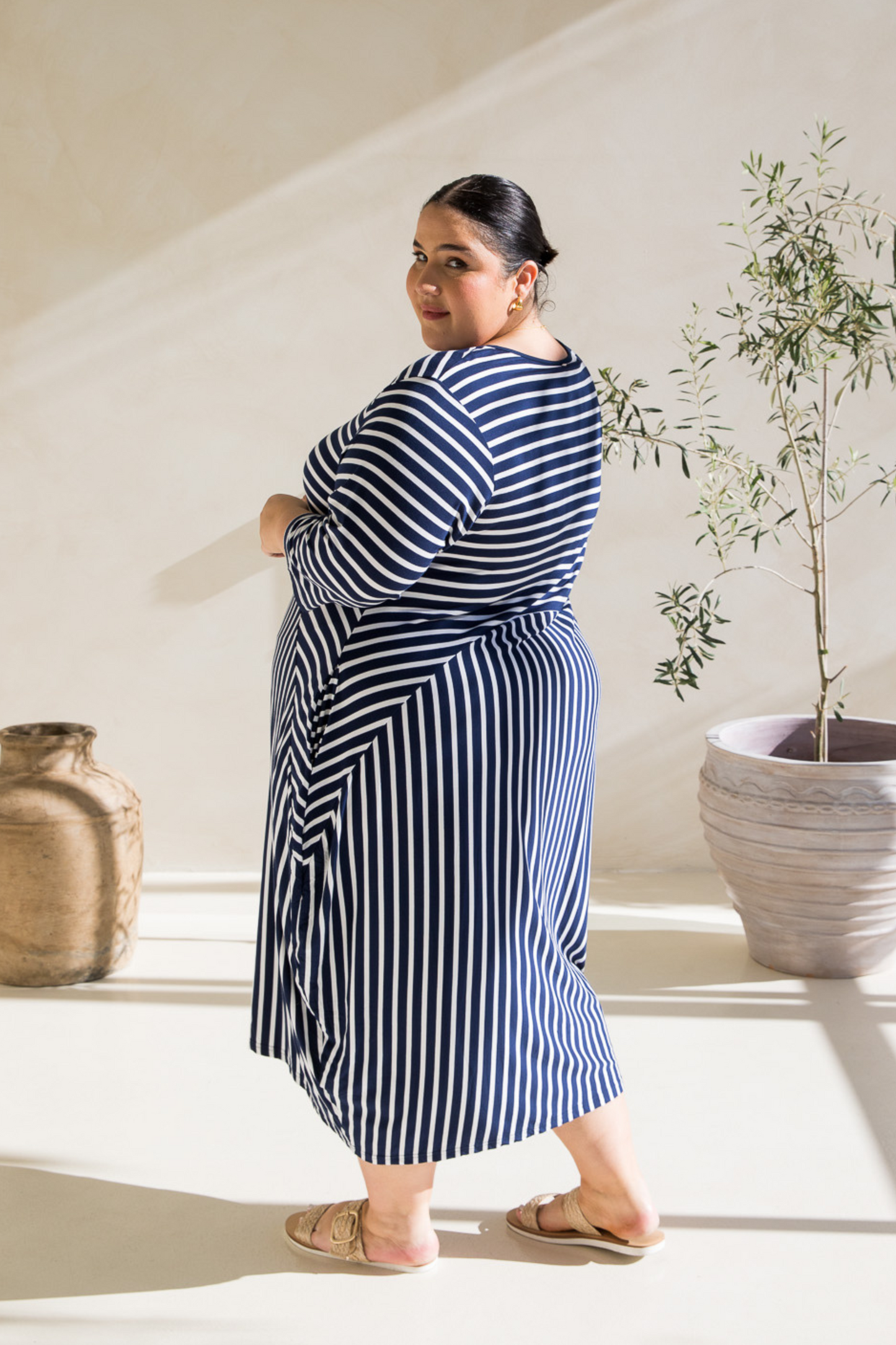 Alviva Dress | Navy/White Stripe