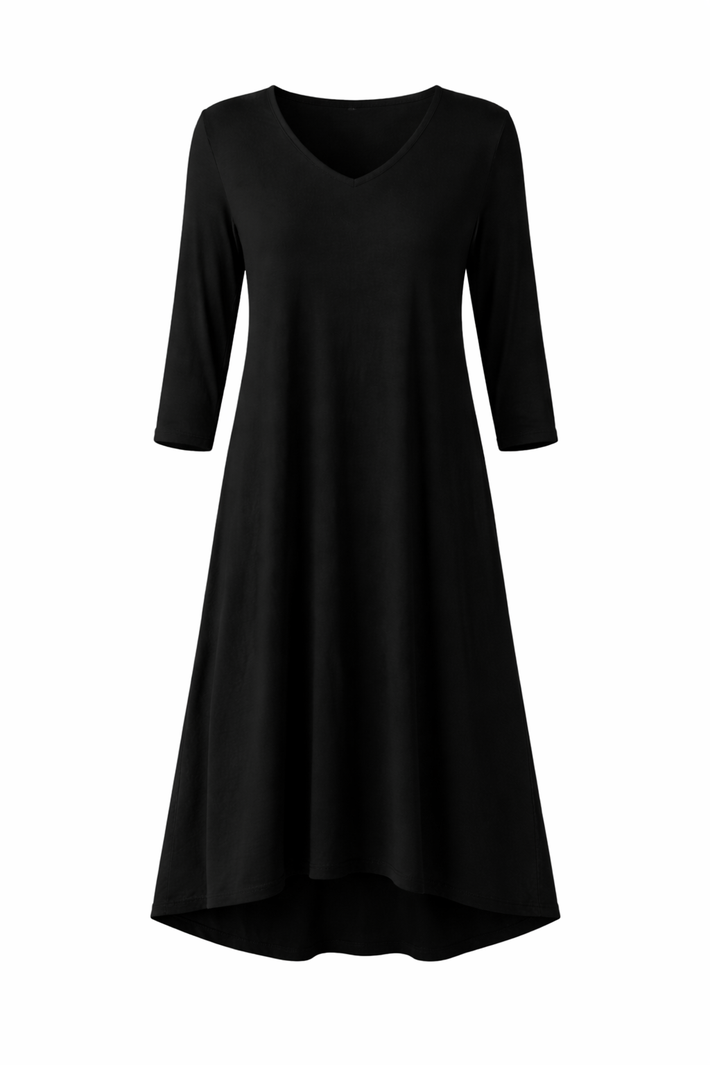 T-SHIRT Bamboo Mid Sleeve Classic/Midi Dress | Black