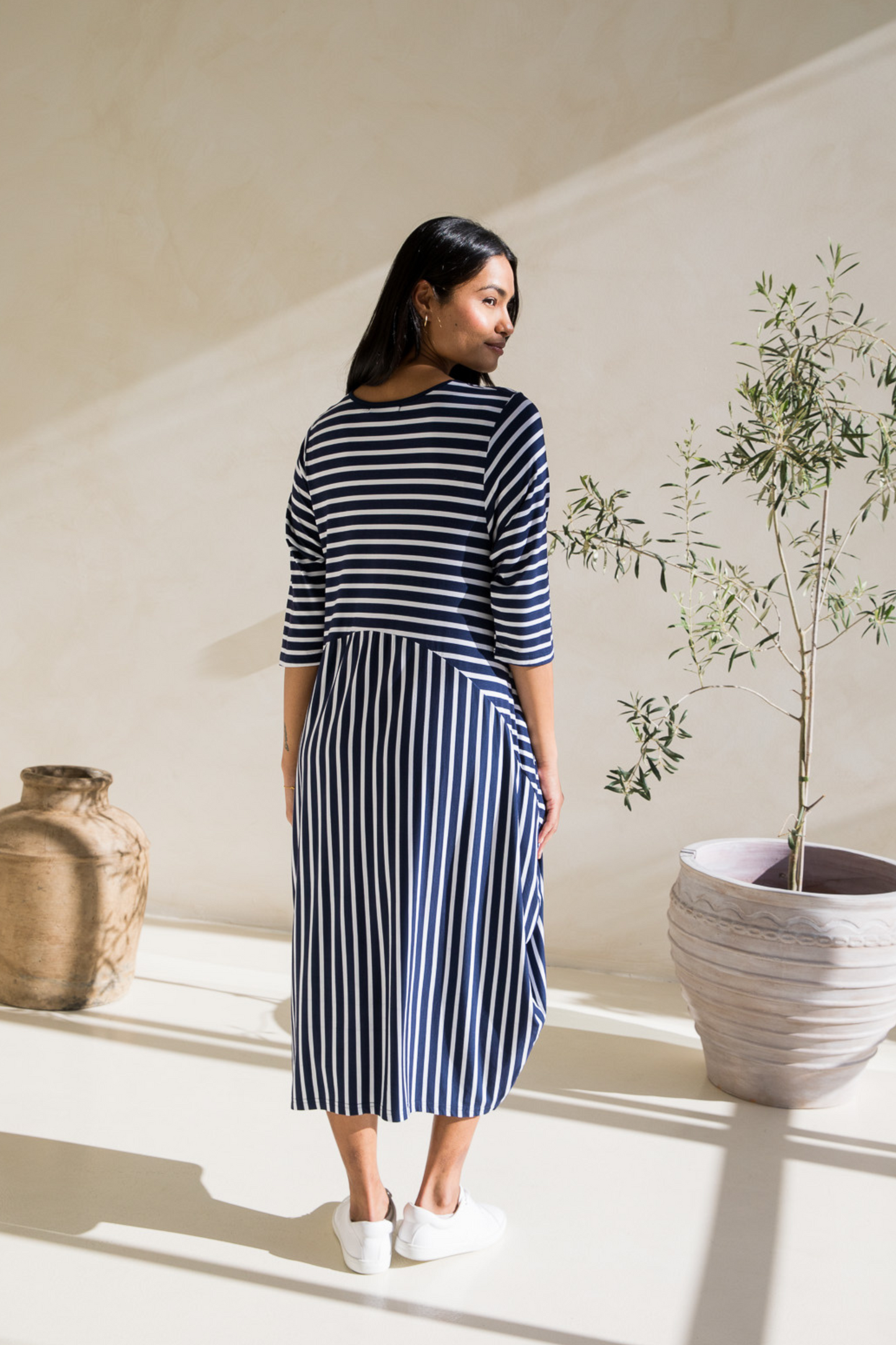 Alviva Dress | Navy/White Stripe