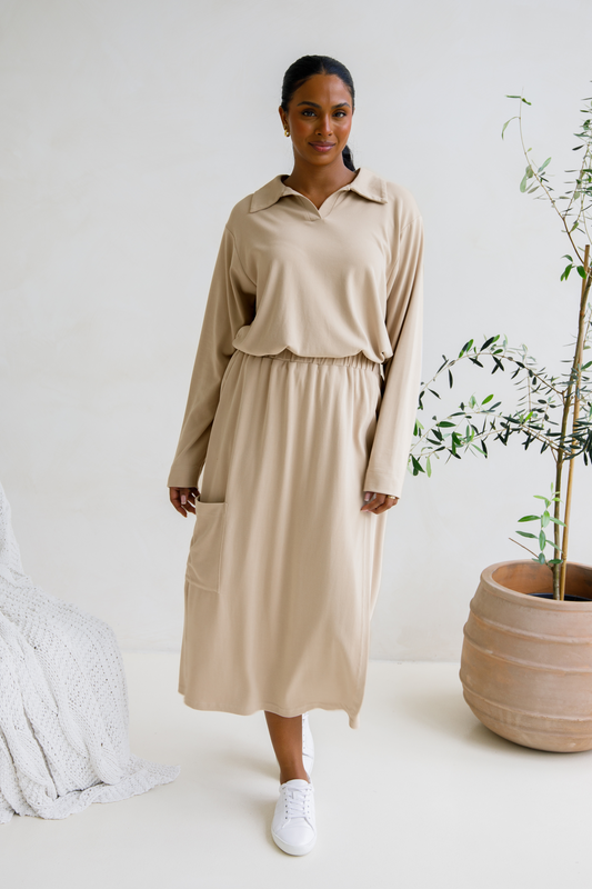 Gigi Lounge Wrap Skirt | Portobello Beige