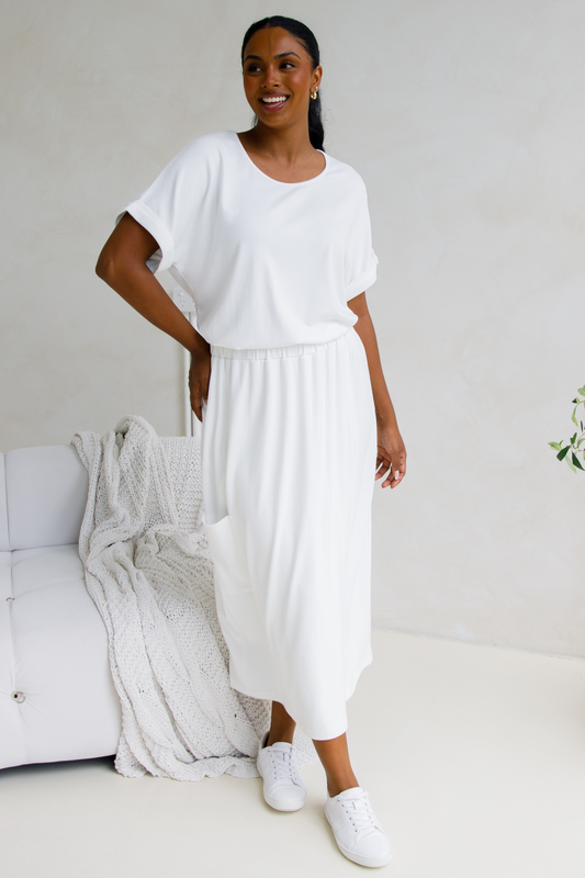 Gigi Lounge Wrap Skirt | White
