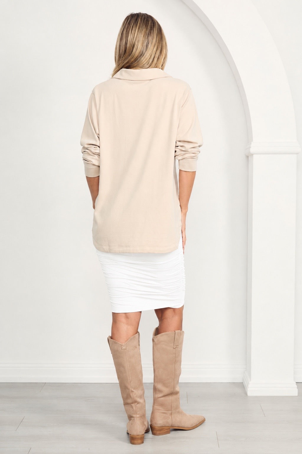 Ruche Shaping Bamboo Skirt | White | FINAL SALE