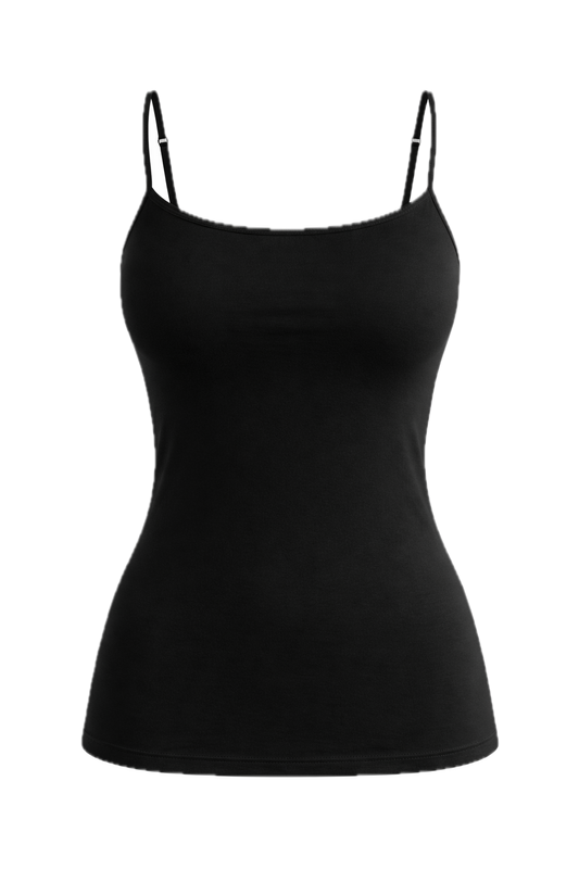 ADJUSTABLE STRAP Bamboo Cami Slip Singlet | Black | FINAL SALE