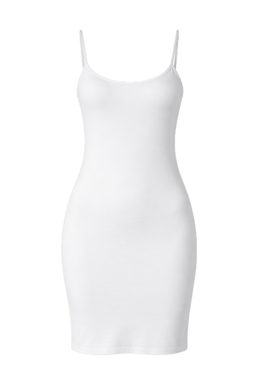 ADJUSTABLE STRAP Bamboo Mini Cami Slip Dress | White | FINAL SALE