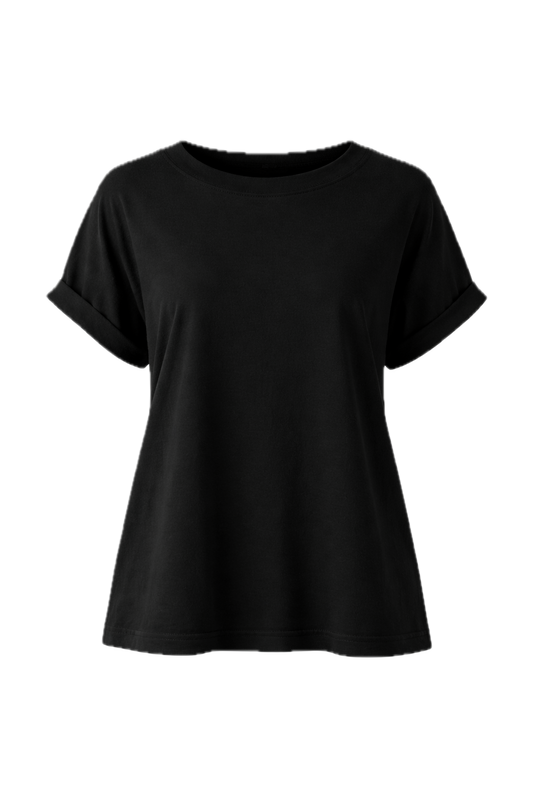ALTHEA Lounge Short Sleeve Classic Length Top | Black | FINAL SALE