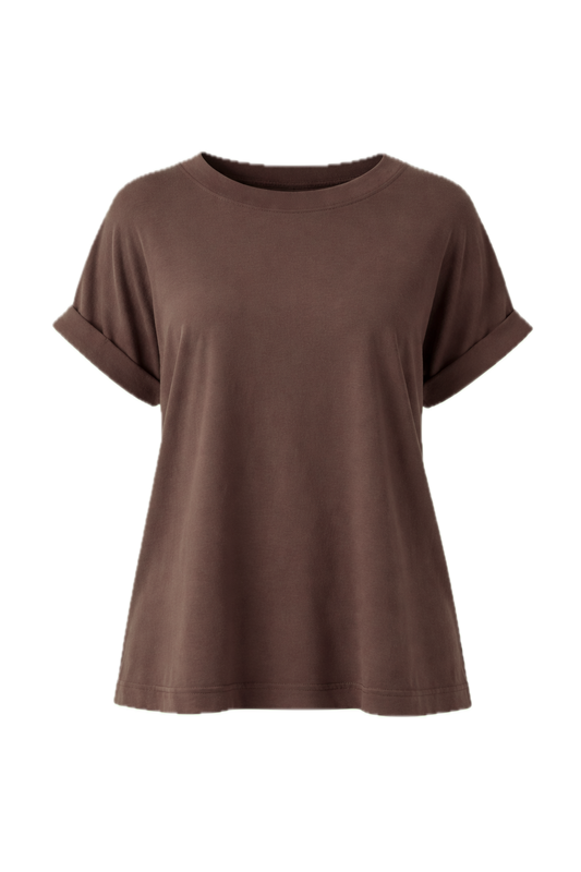 ALTHEA Lounge Short Sleeve Classic Length Top | Chocolate | FINAL SALE
