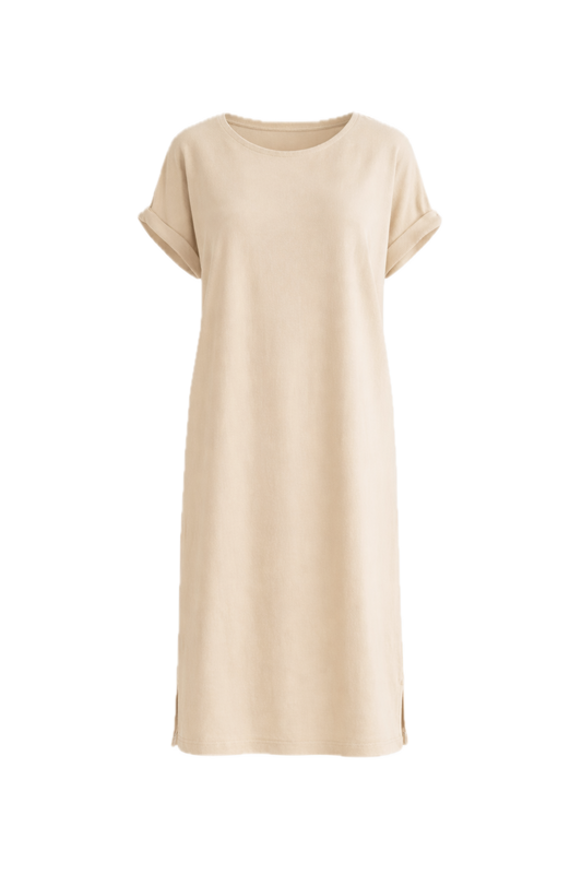 ALTHEA Lounge Short Sleeve Midi Dress | Portobello Beige