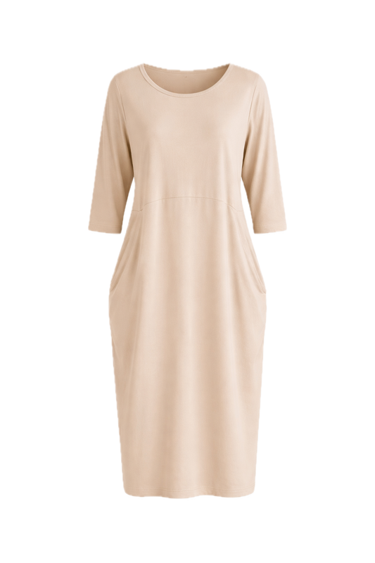 ALVIVA Lounge Demi Sleeve Midi Dress | Portobello Beige
