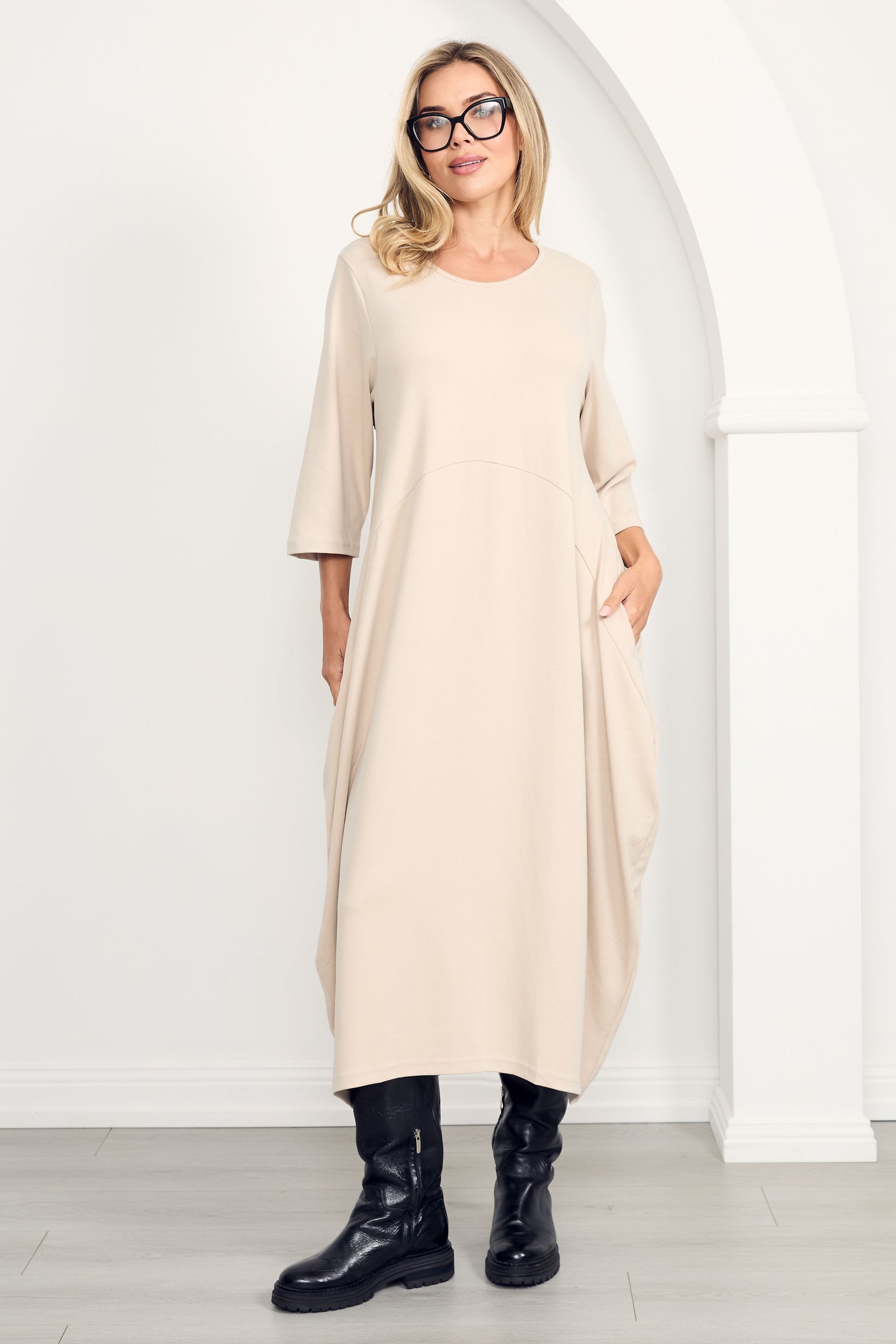 ALVIVA Lounge Demi Sleeve Midi Dress | Portobello Beige