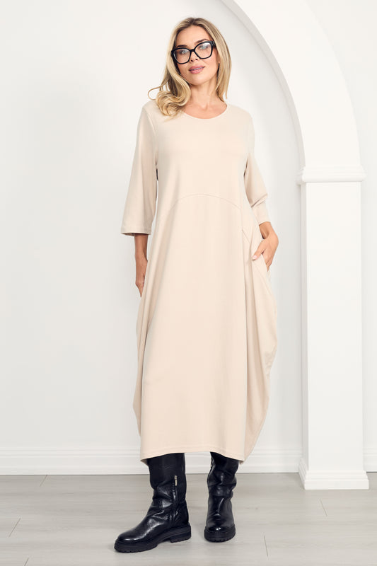 ALVIVA Lounge Demi Sleeve Midi Dress | Portobello Beige