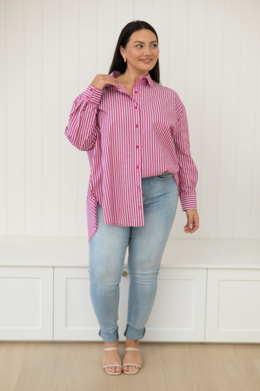 Amore Shirt in Berry Stripe