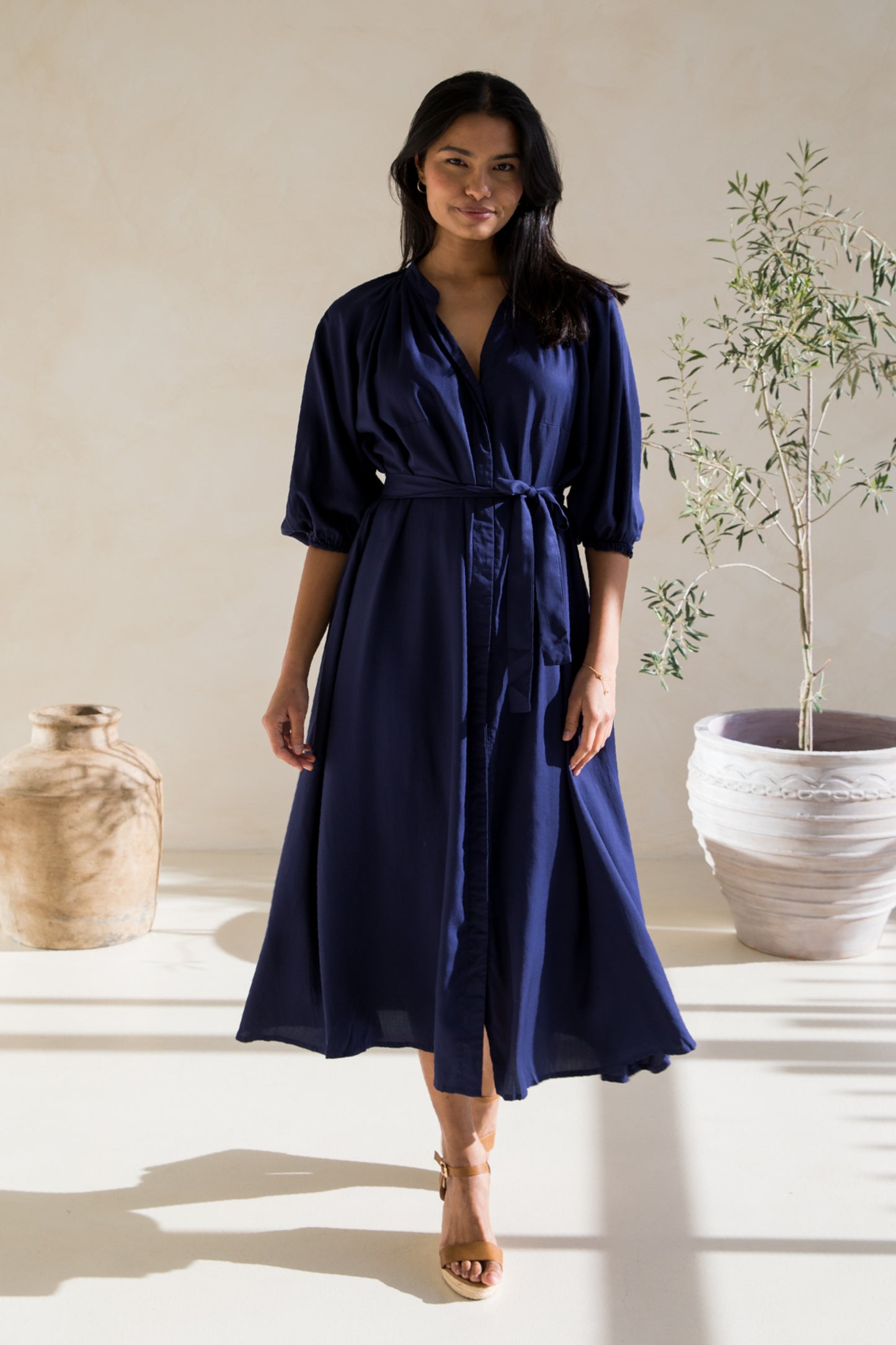 Athena Dress | Navy Tencel