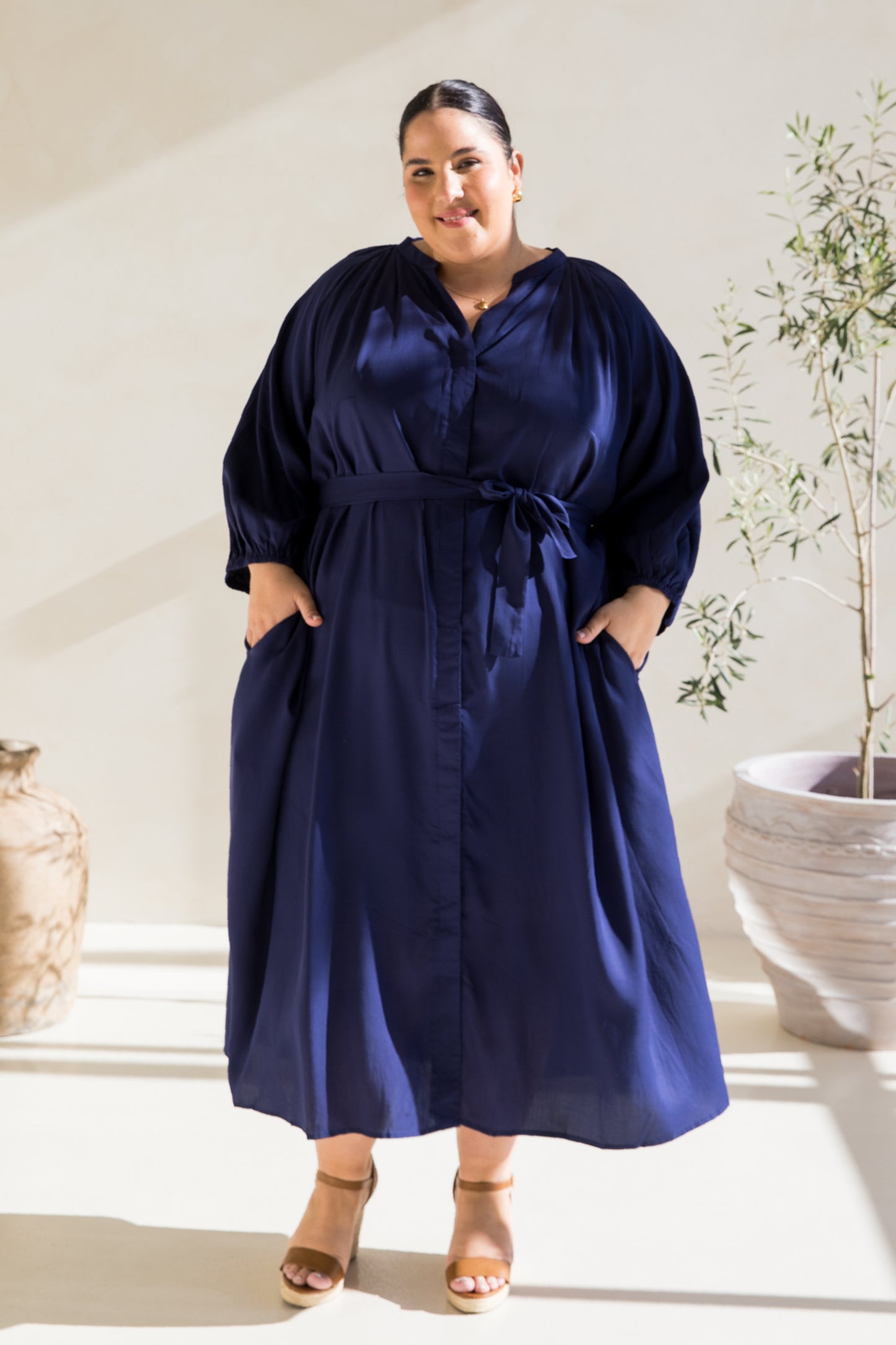 Athena Dress | Navy Tencel