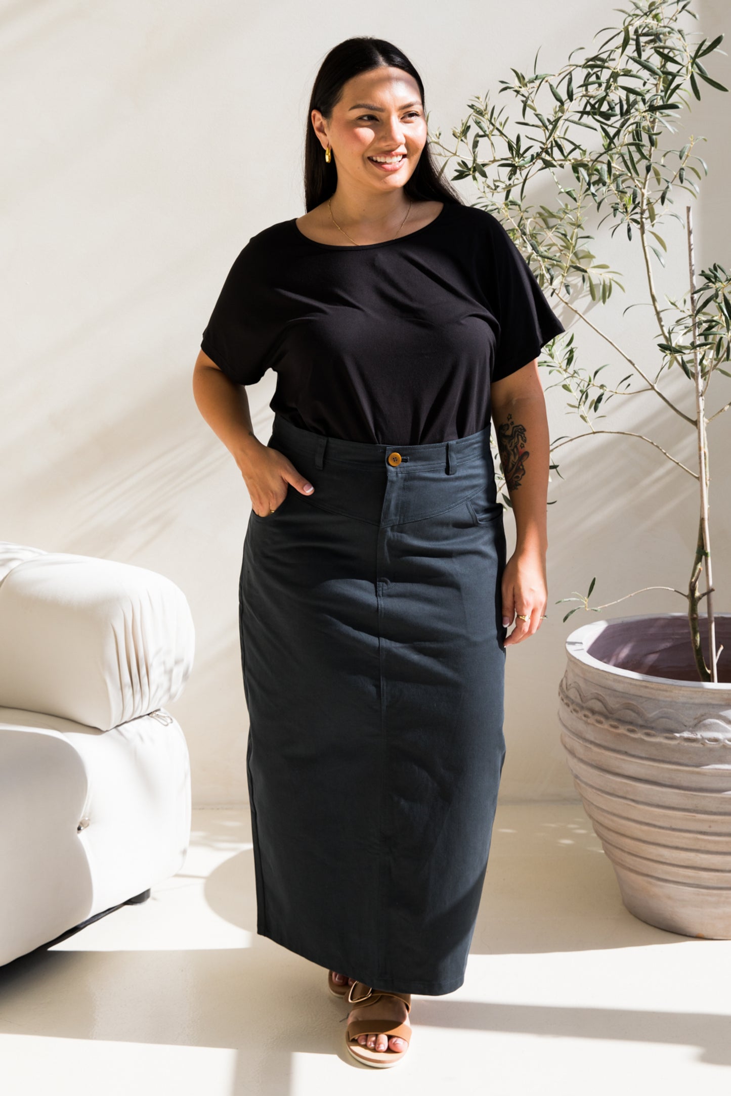 Audrey Maxi Skirt | Mid Charcoal | FINAL SALE