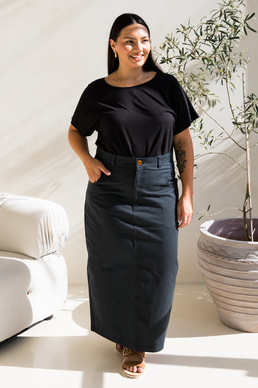 Audrey Maxi Skirt in Mid Charcoal
