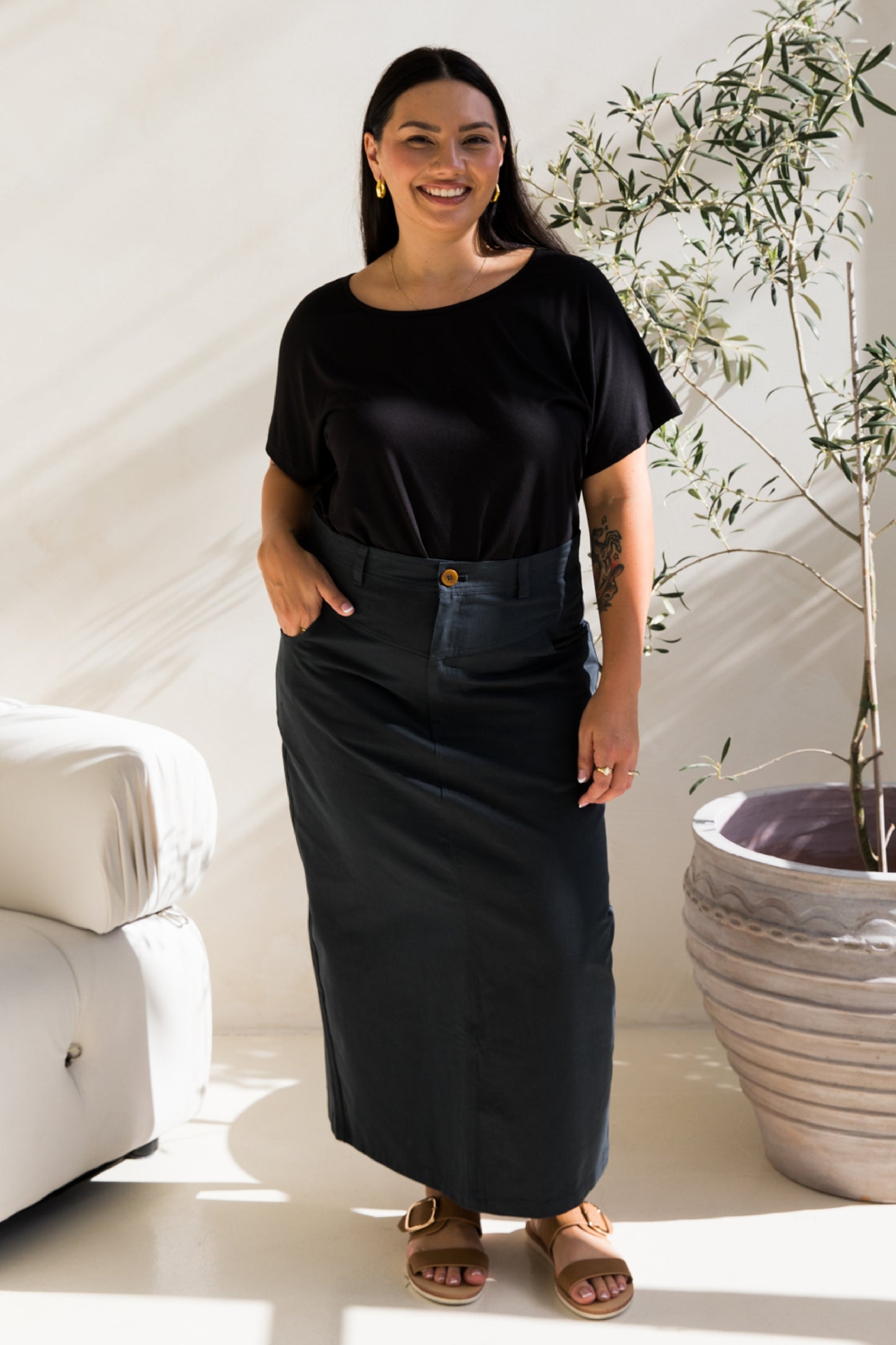 Audrey Maxi Skirt | Mid Charcoal | FINAL SALE