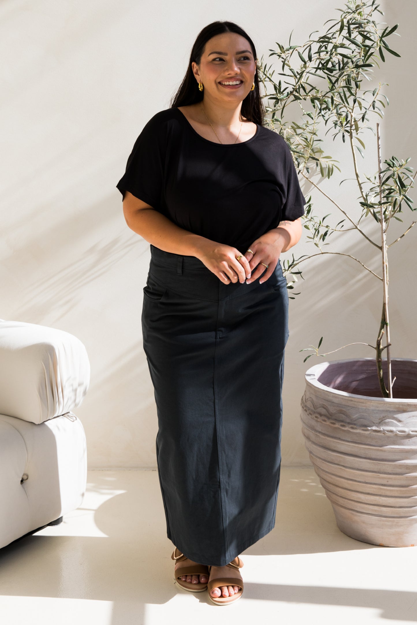 Audrey Maxi Skirt | Mid Charcoal | FINAL SALE