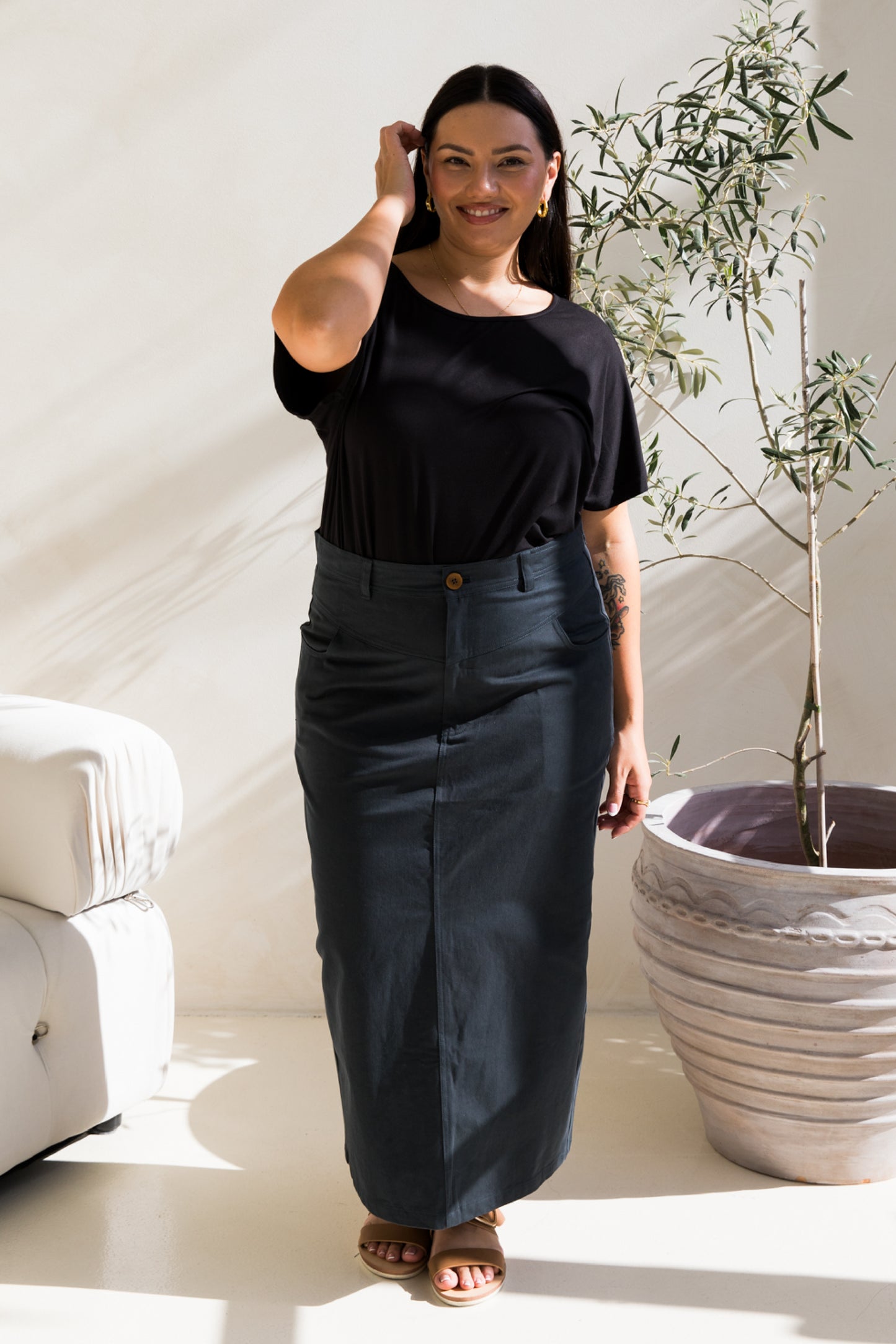 Audrey Maxi Skirt | Mid Charcoal | FINAL SALE