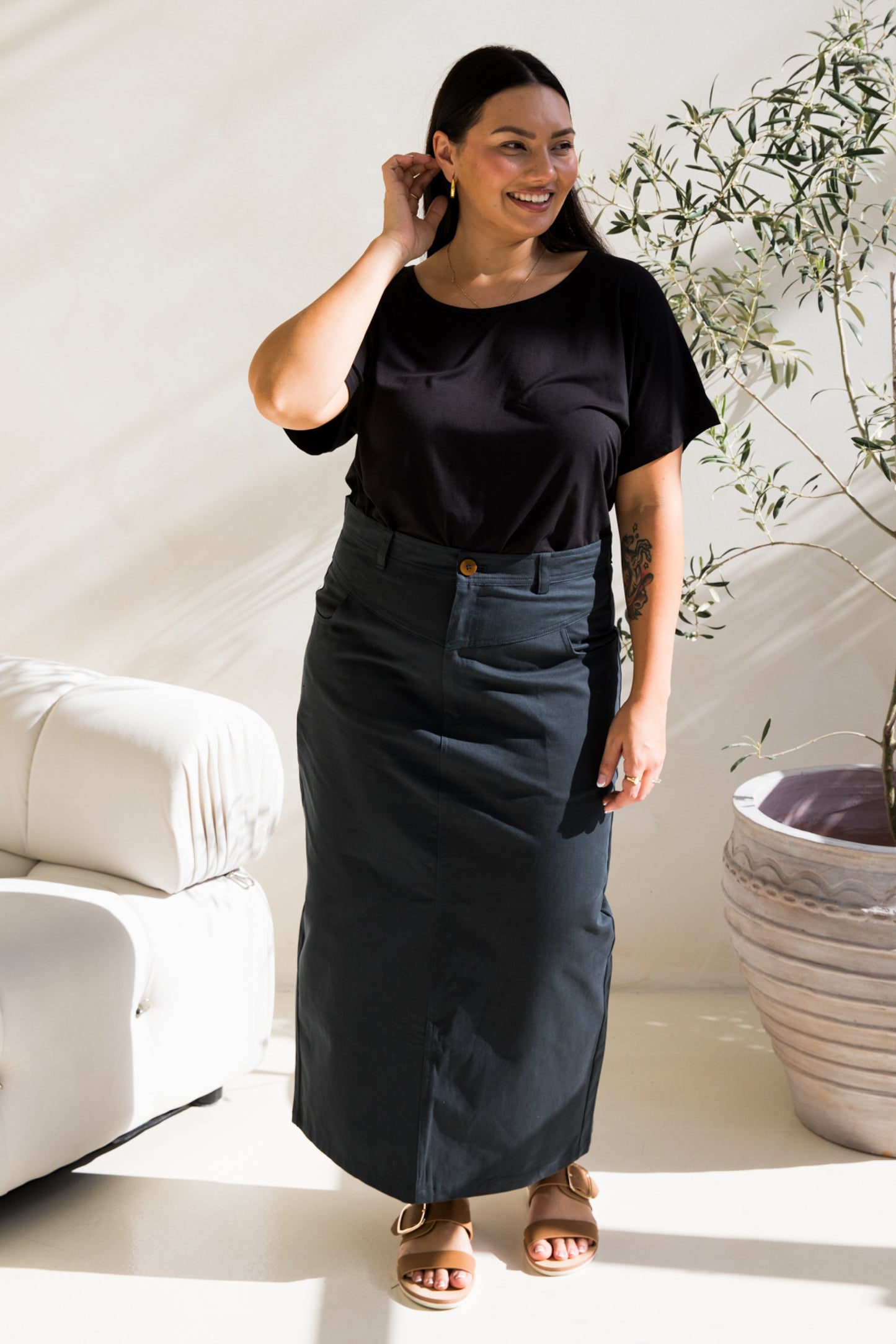 Audrey Maxi Skirt | Mid Charcoal | FINAL SALE