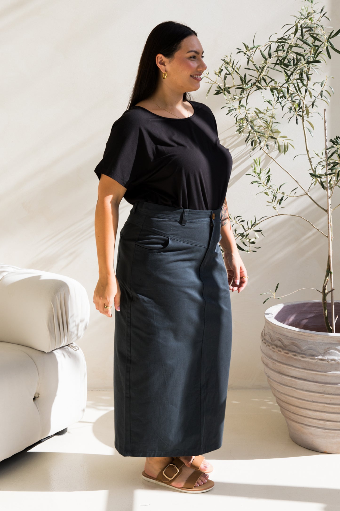 Audrey Maxi Skirt | Mid Charcoal | FINAL SALE