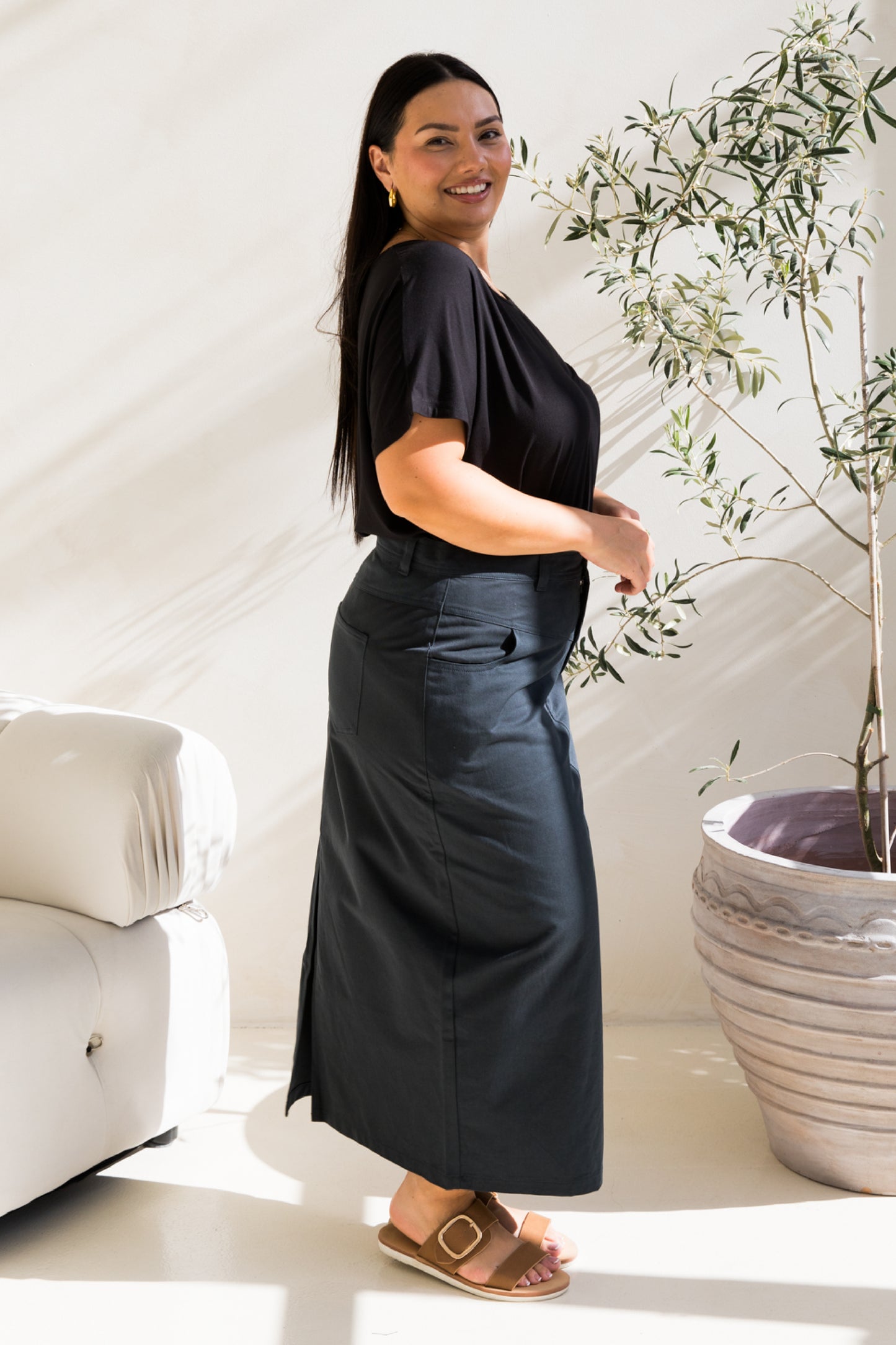 Audrey Maxi Skirt | Mid Charcoal | FINAL SALE