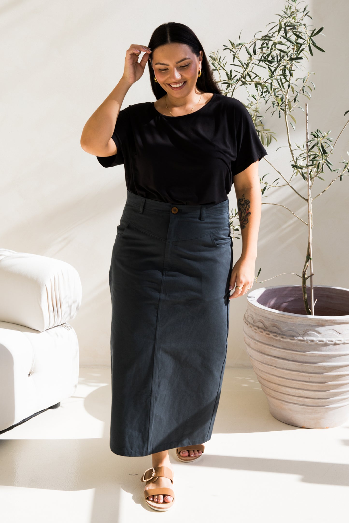 Audrey Maxi Skirt | Mid Charcoal | FINAL SALE