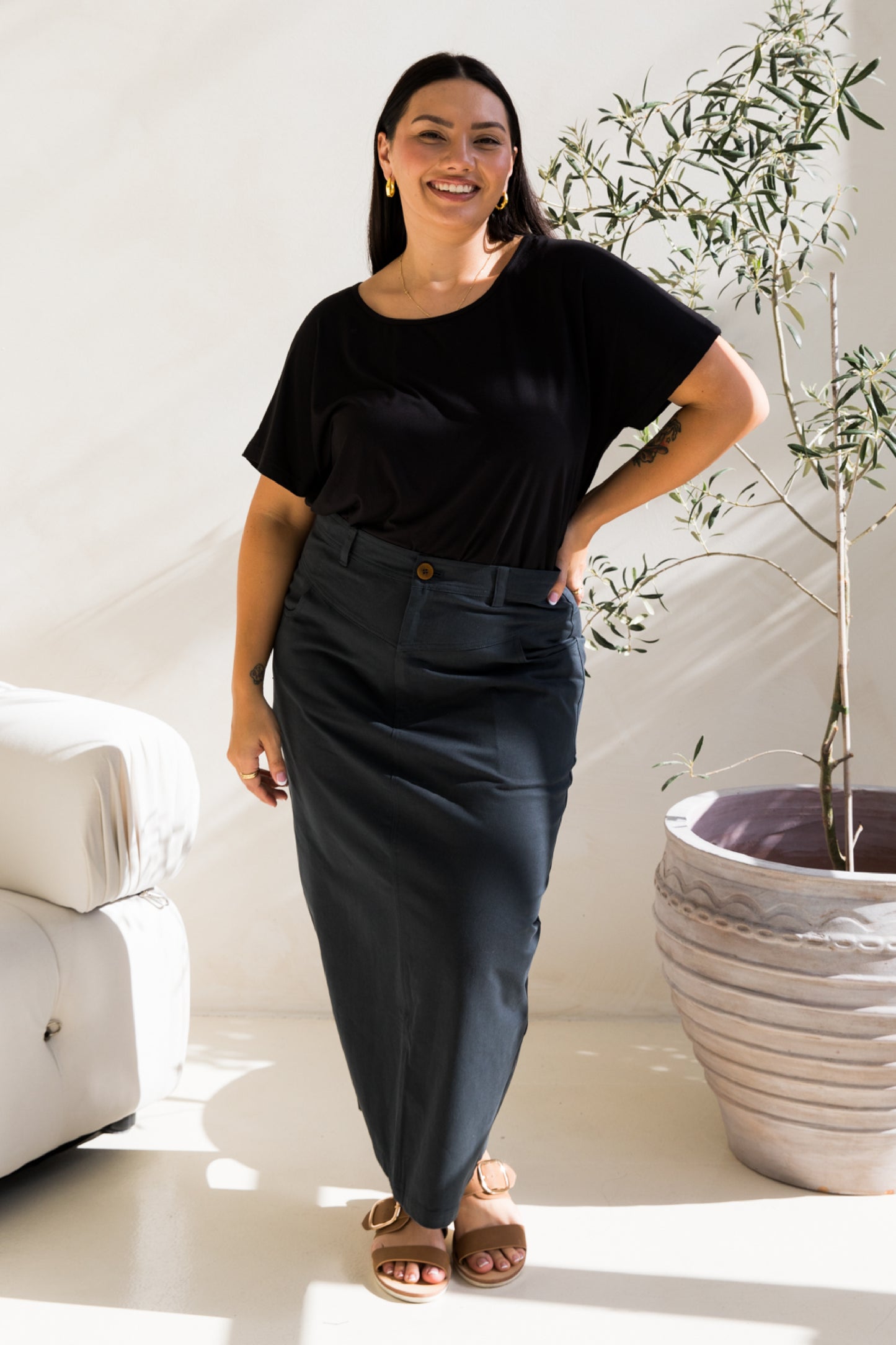 Audrey Maxi Skirt | Mid Charcoal | FINAL SALE