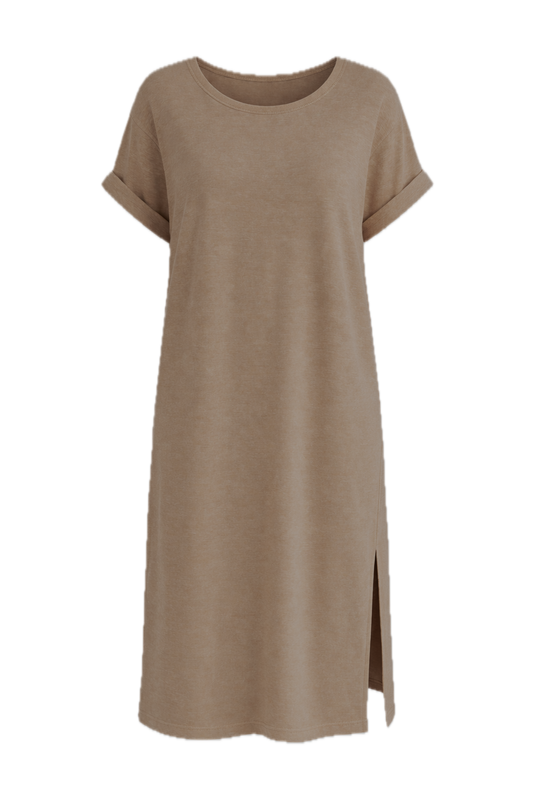 BONNIE Lounge Short Sleeve Midi Dress | Taupe