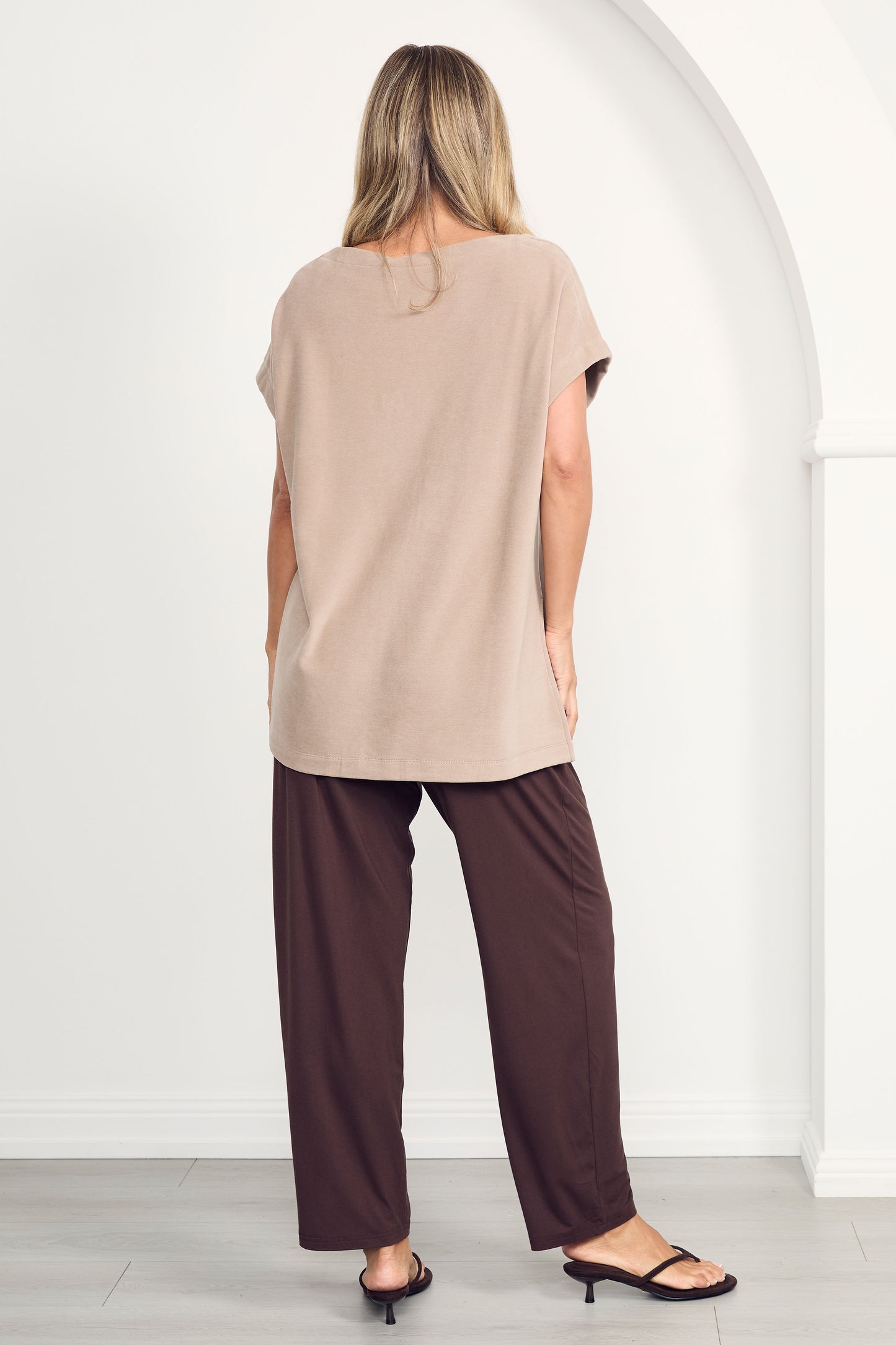 BRIDGET Knit Long Sleeve Classic/Longline Top | Taupe