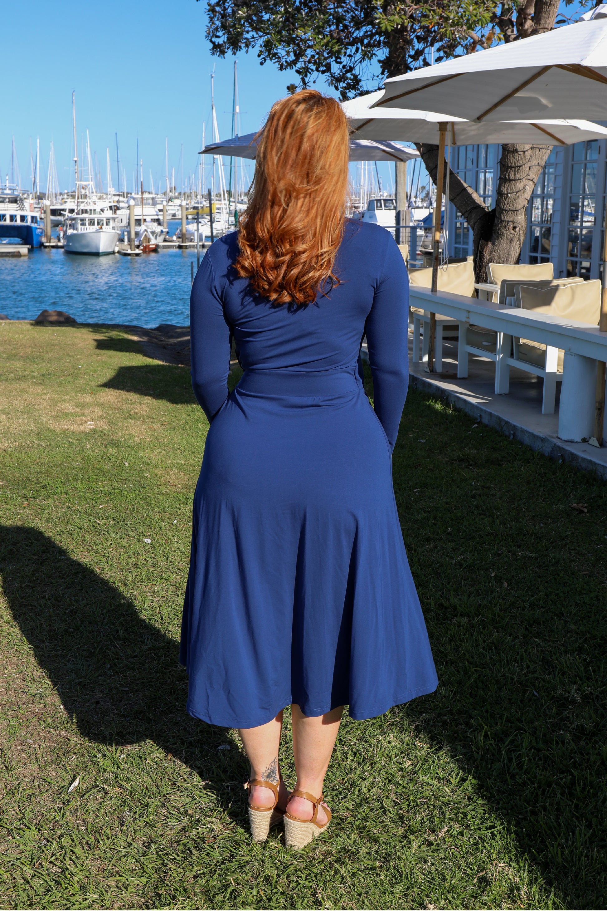 Plus-Sized Blue Wrap Dresses | PQ Collection | Bamboo Wrap Dress Oxford