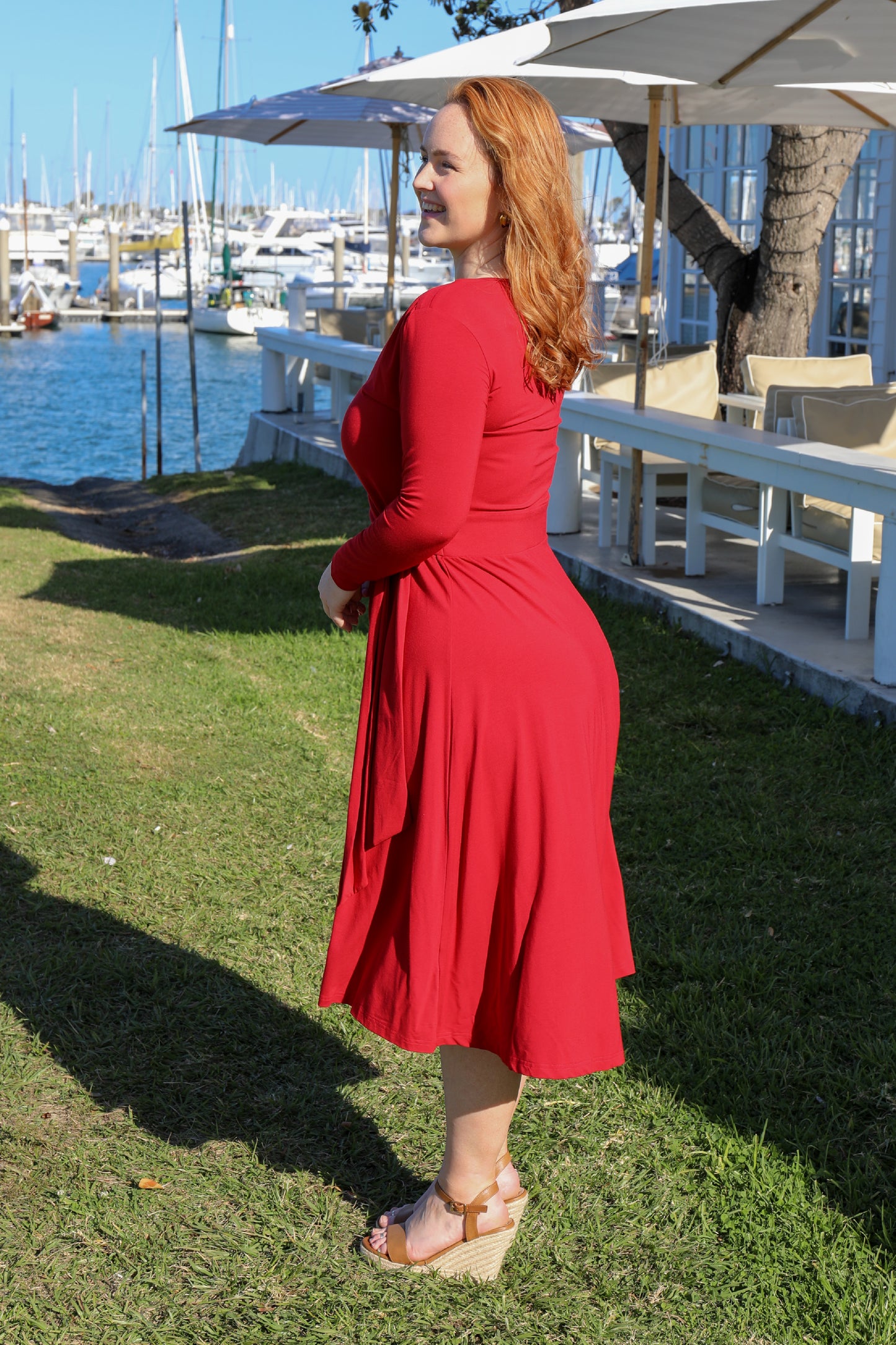 Plus-Sized Red Wrap Dresses | PQ Collection | Bamboo Wrap Dress Shiraz
