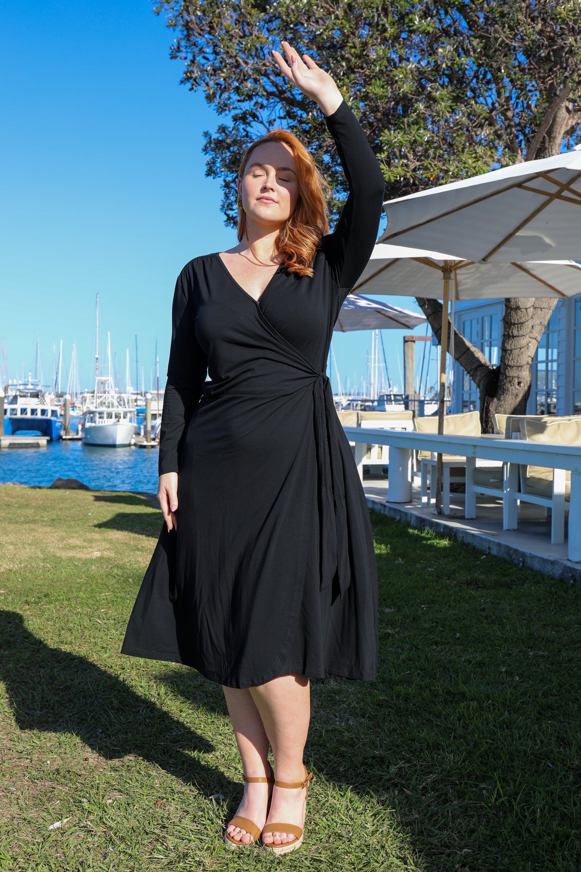 Plus-Sized Black Wrap Dresses | PQ Collection | Bamboo Wrap Dress