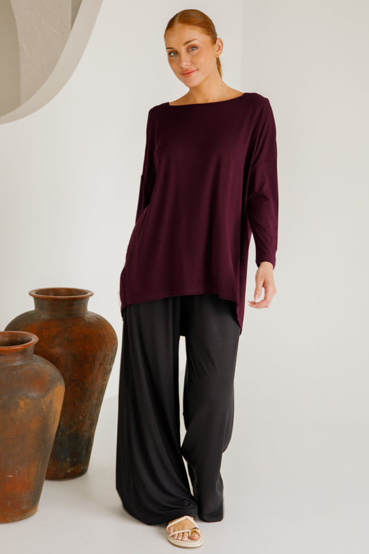 Bella Wide Leg Bamboo Pant | Black