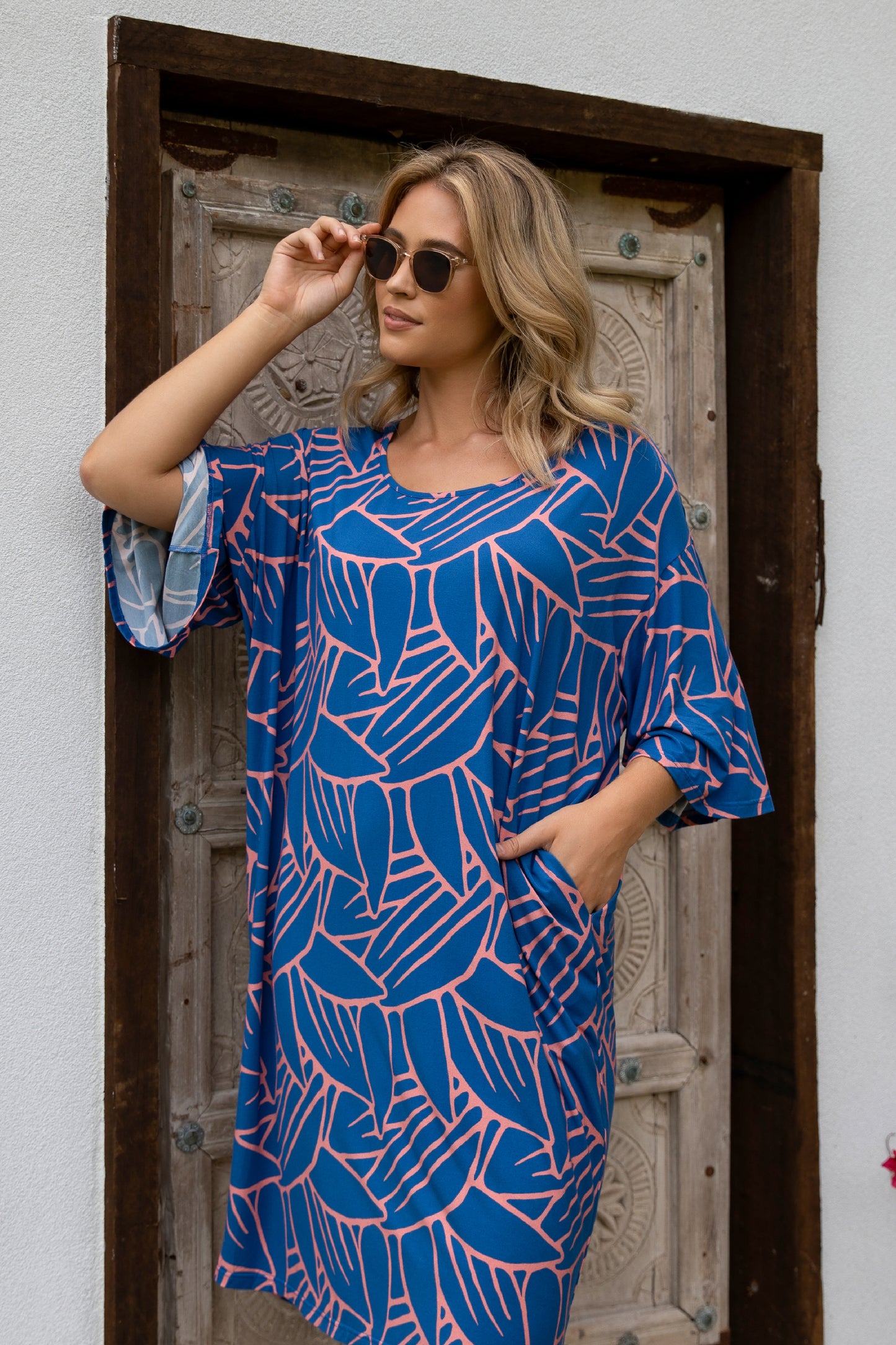 Plus-Sized Blue Print Dresses | PQ Collection | Bianca Dress in Isla