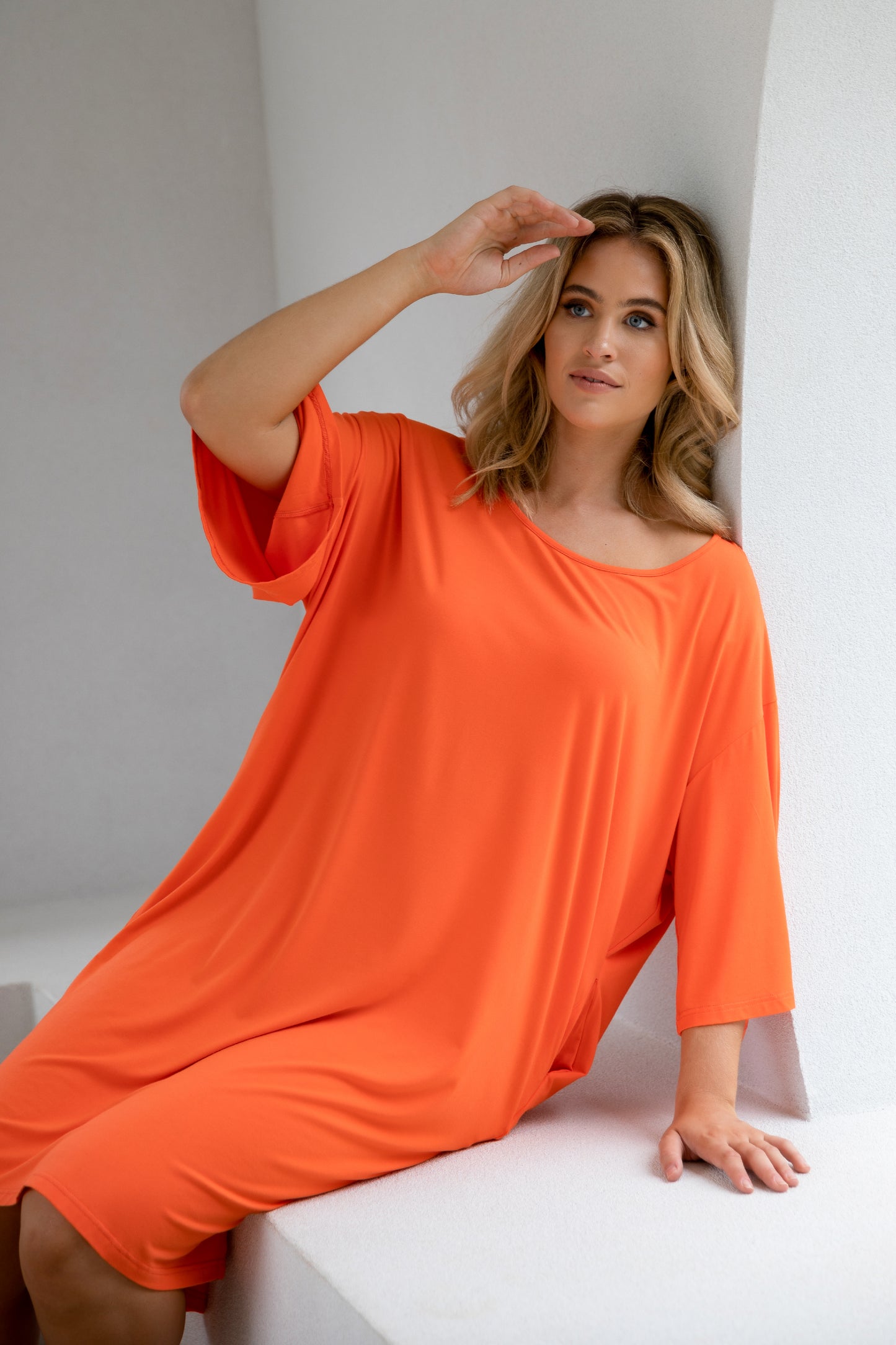 Plus-Sized Orange Dresses | PQ Collection | Bianca Dress in Scarlett