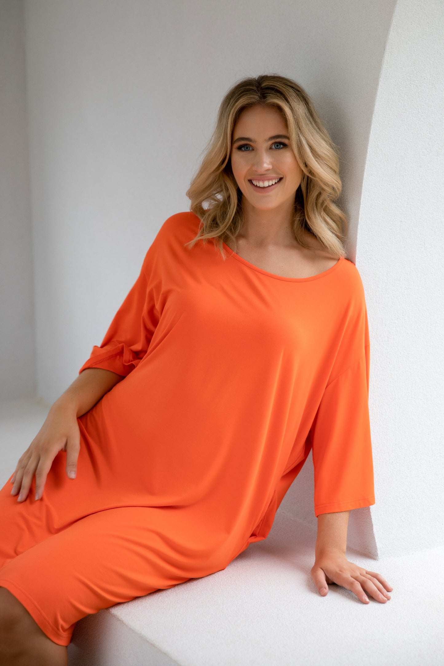 Plus-Sized Orange Dresses | PQ Collection | Bianca Dress in Scarlett