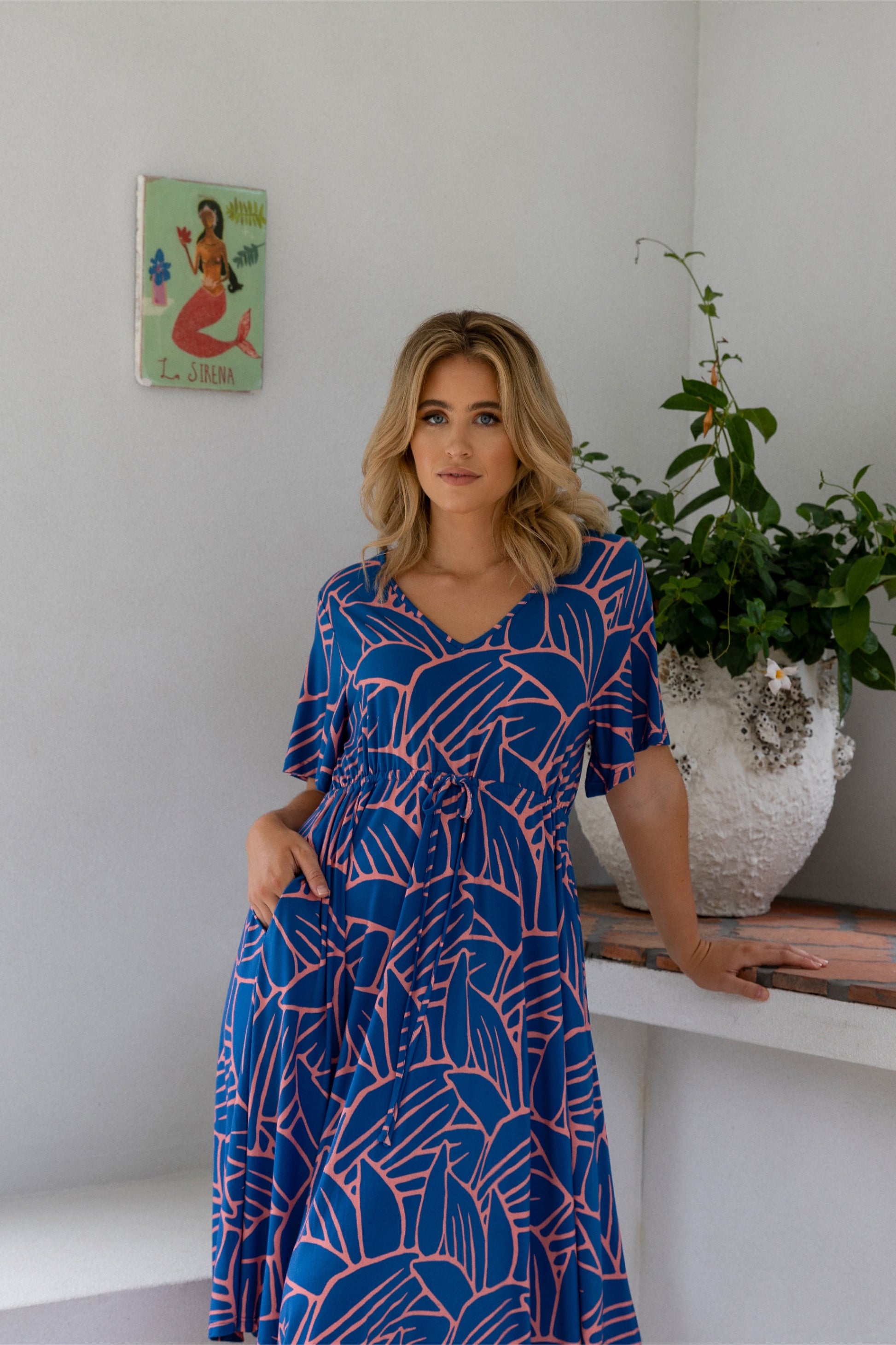 Plus-Sized Blue Print Dresses | PQ Collection | Billine Dress in Isla